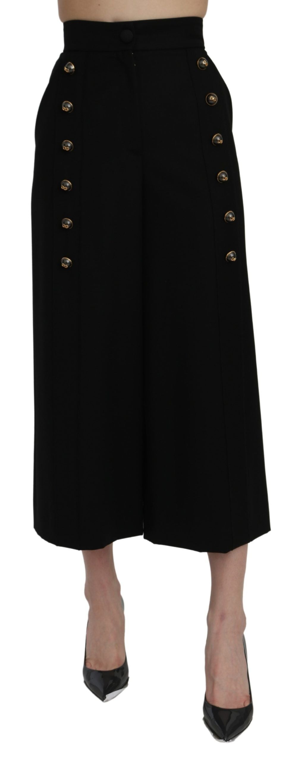 Dolce & Gabbana Pantaloni eleganti in lana a gamba larga a vita alta