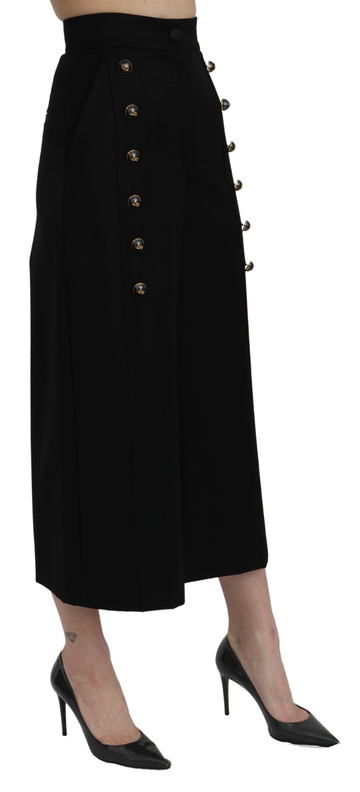 Dolce & Gabbana Pantaloni eleganti in lana a gamba larga a vita alta