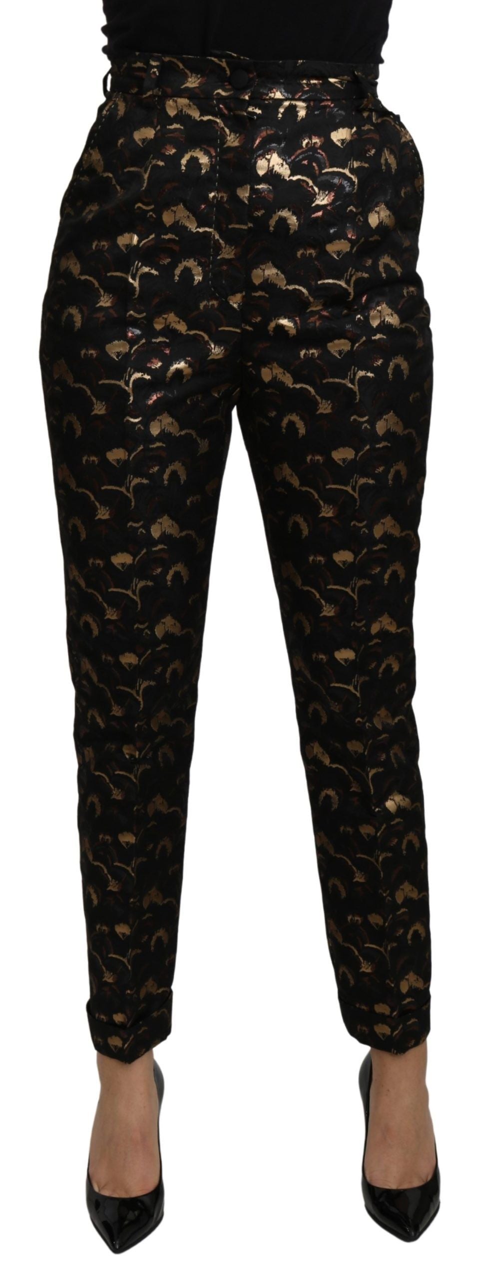 Dolce & Gabbana Pantaloni eleganti in broccato affusolati a vita alta