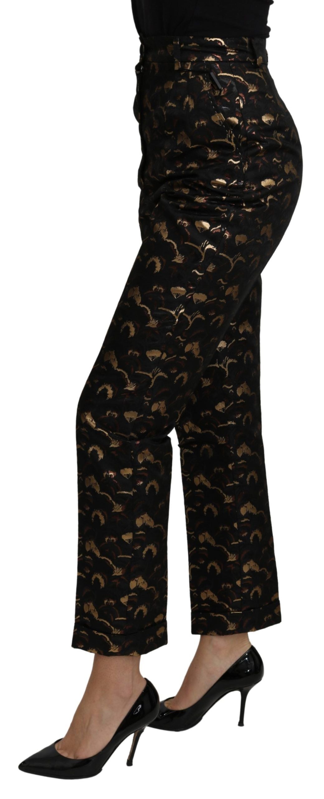 Dolce & Gabbana Pantaloni eleganti in broccato affusolati a vita alta