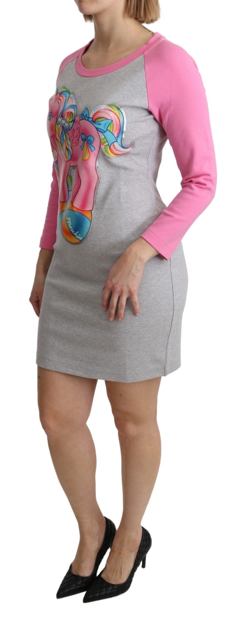 Elegante abito maglione Moschino in misto cotone grigio