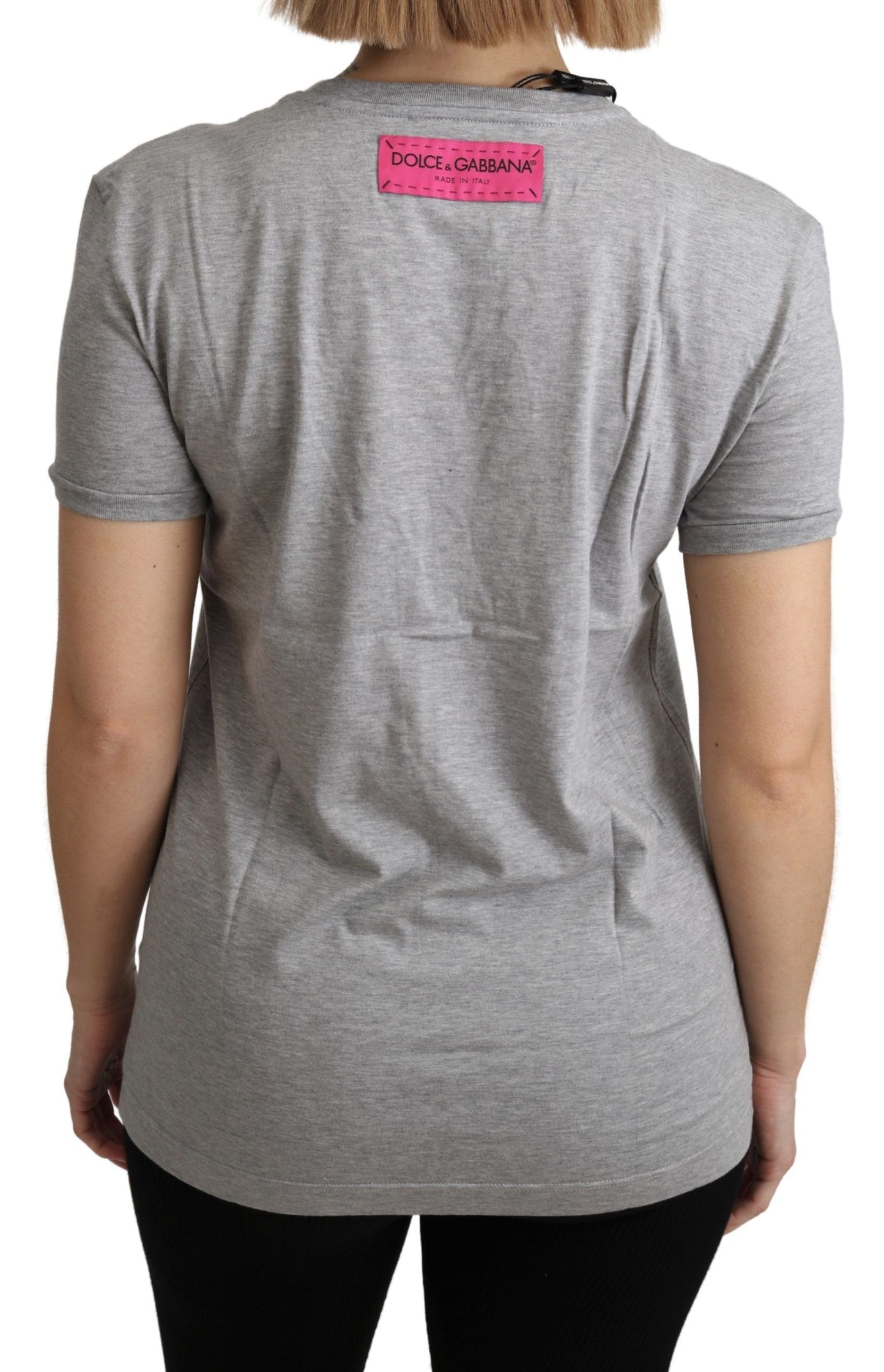 T-shirt in cotone con motivo paillettes Dolce & Gabbana