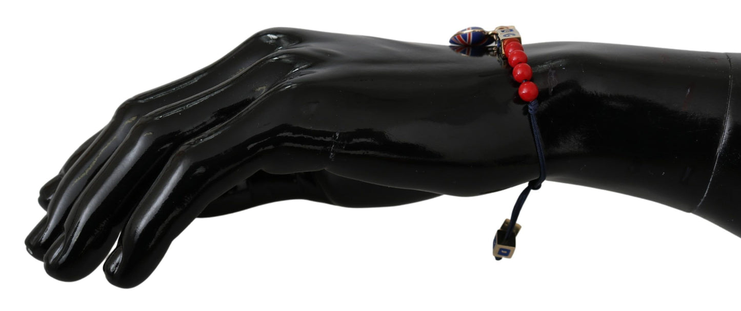 Dolce & Gabbana Elegante bracciale in misto cotone vetro blu rosso