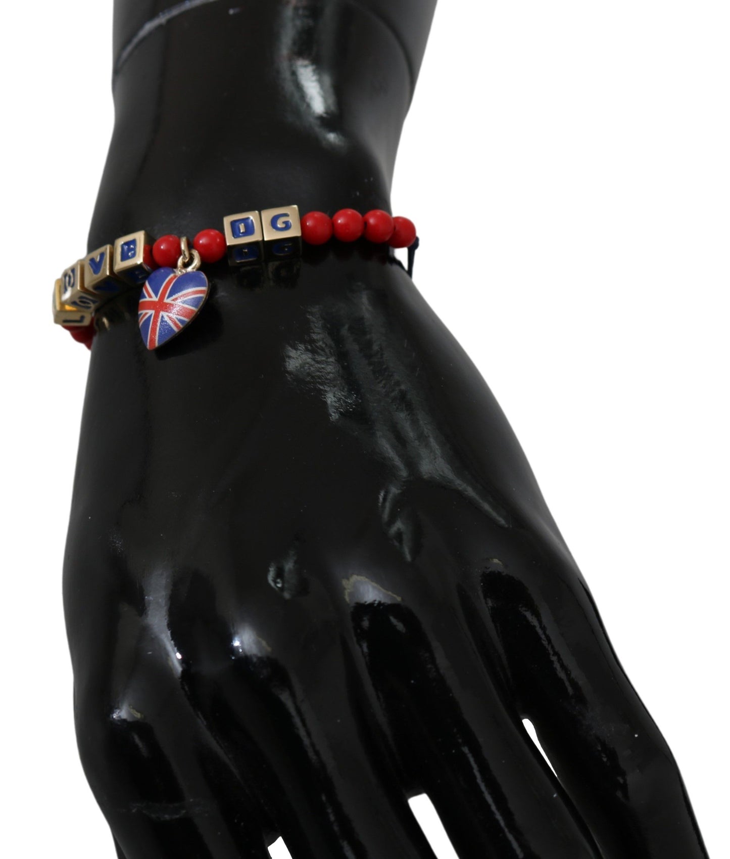 Dolce & Gabbana Elegante bracciale in misto cotone vetro blu rosso