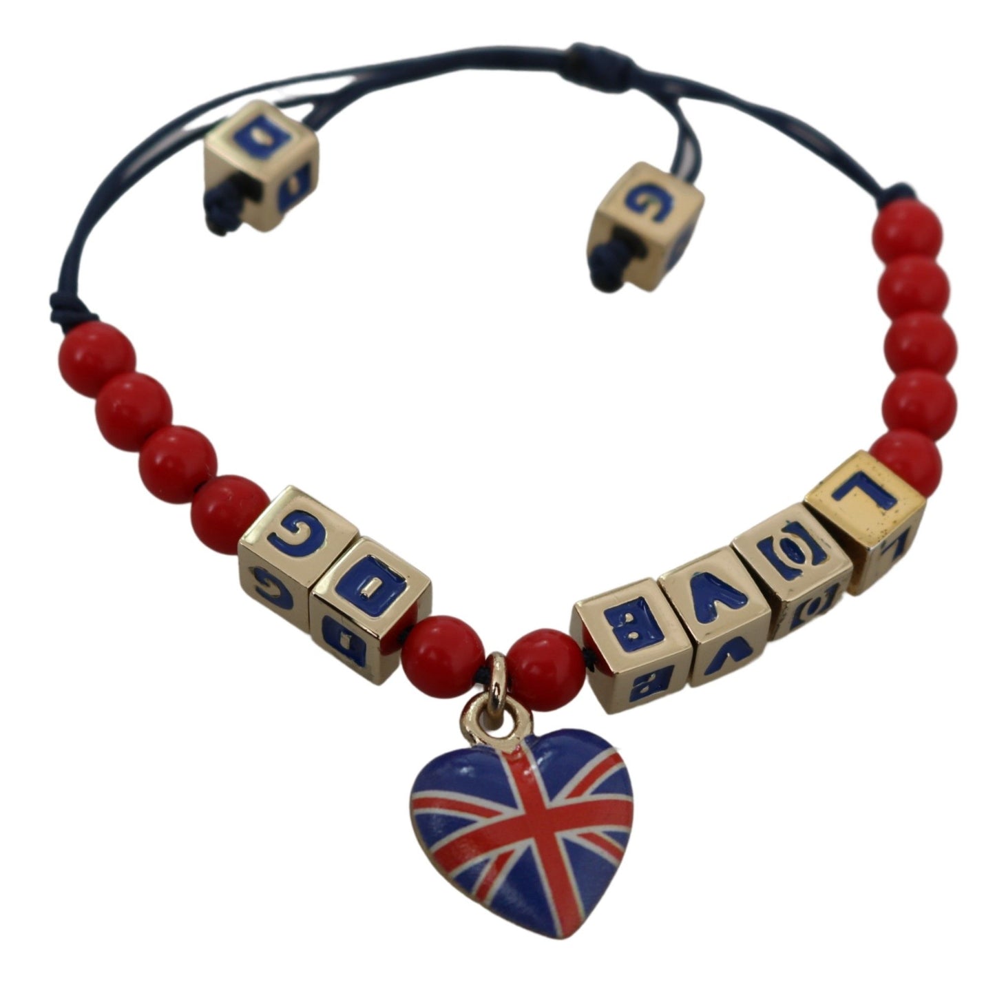 Dolce & Gabbana Elegante bracciale in misto cotone vetro blu rosso
