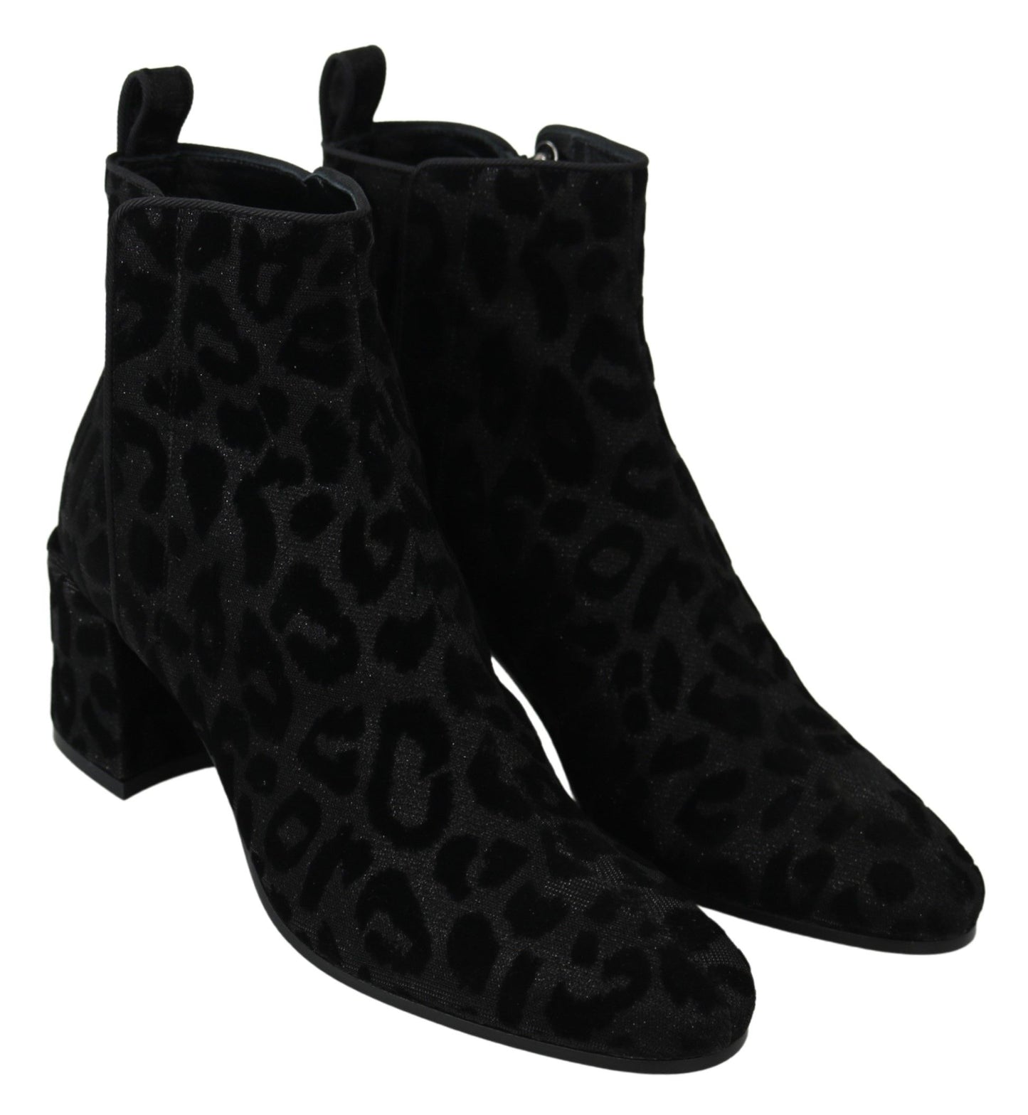 Dolce & Gabbana eleganti stivaletti neri con stampa leopardata