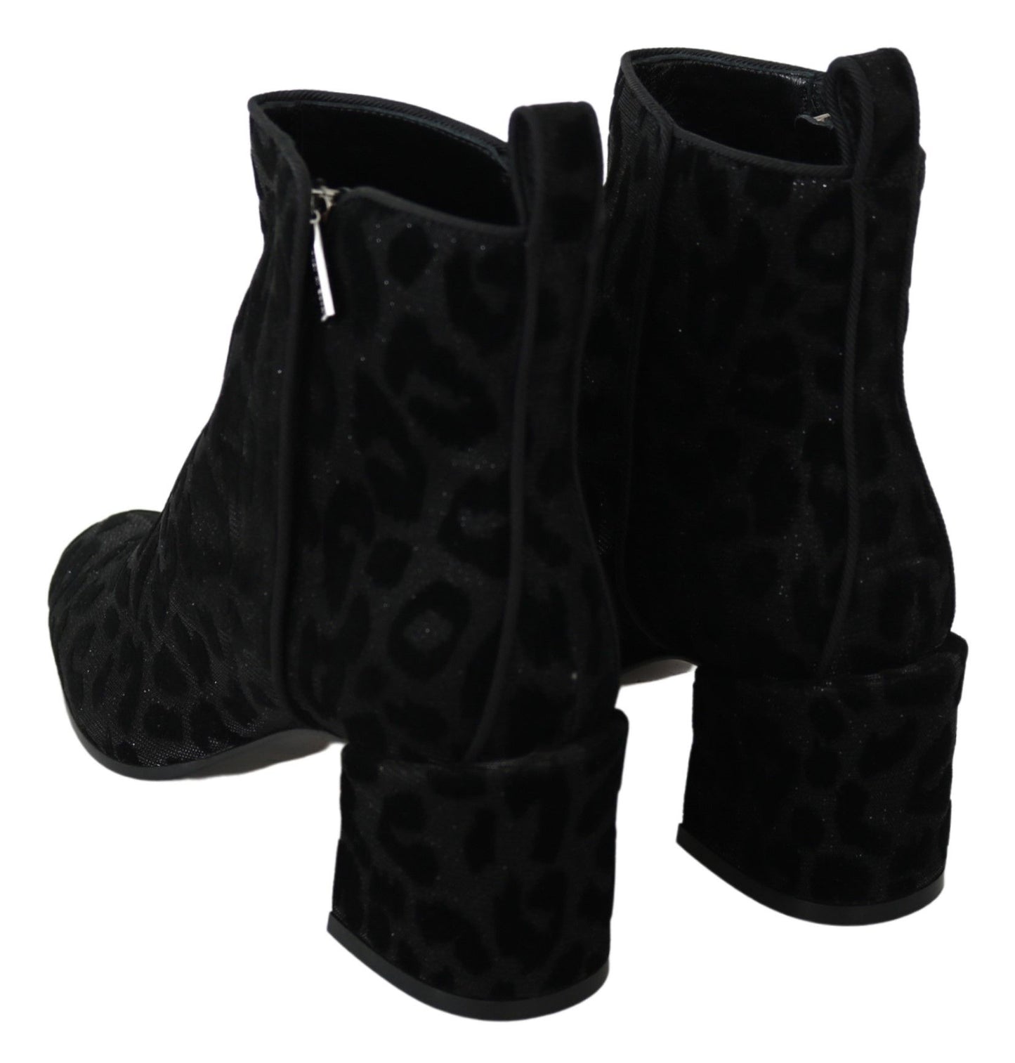 Dolce & Gabbana eleganti stivaletti neri con stampa leopardata