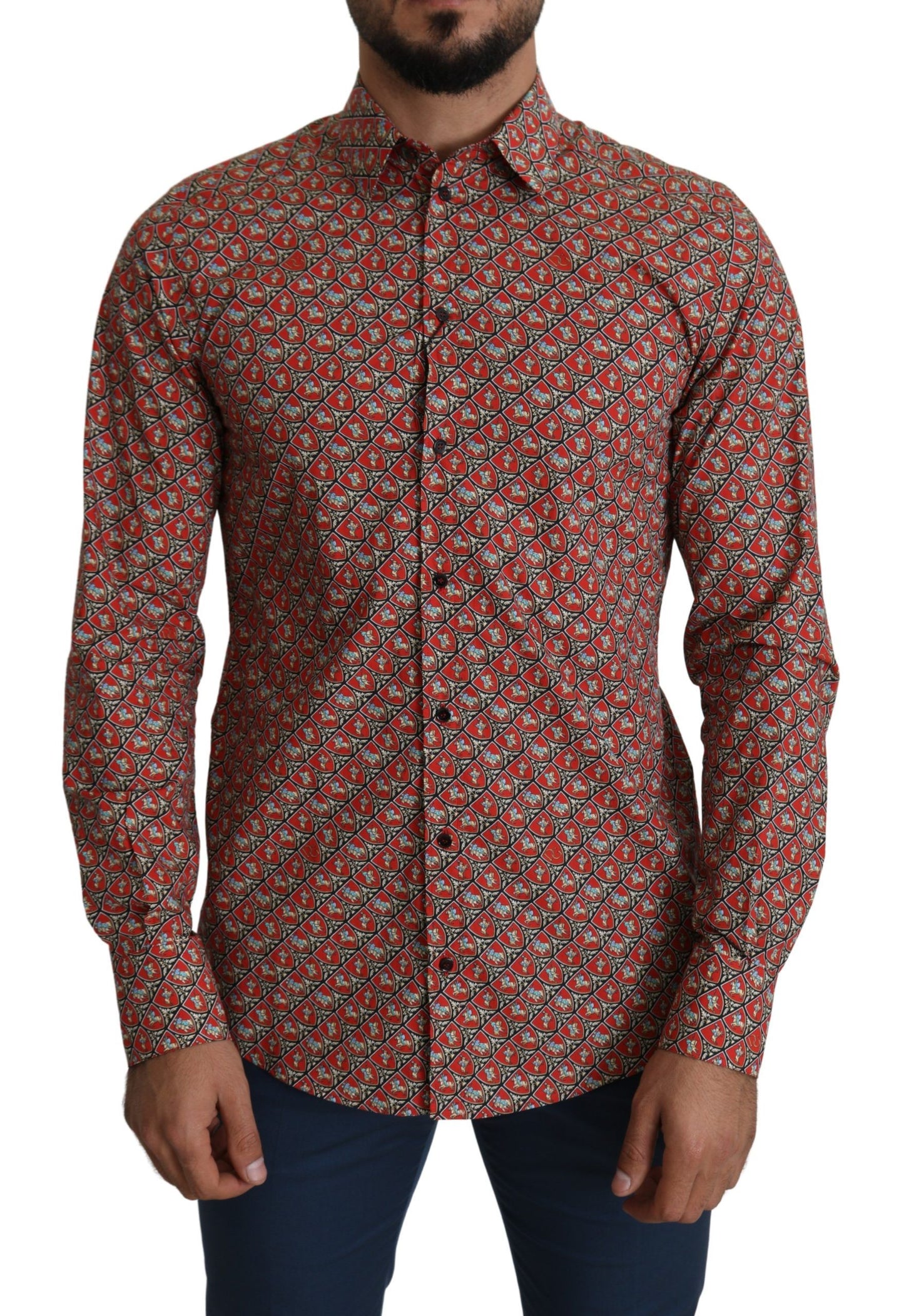 Dolce & Gabbana Camicia elegante in cotone rosso Martini Fit