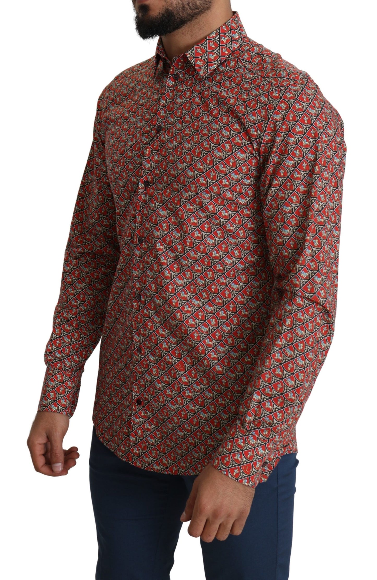 Dolce & Gabbana Camicia elegante in cotone rosso Martini Fit