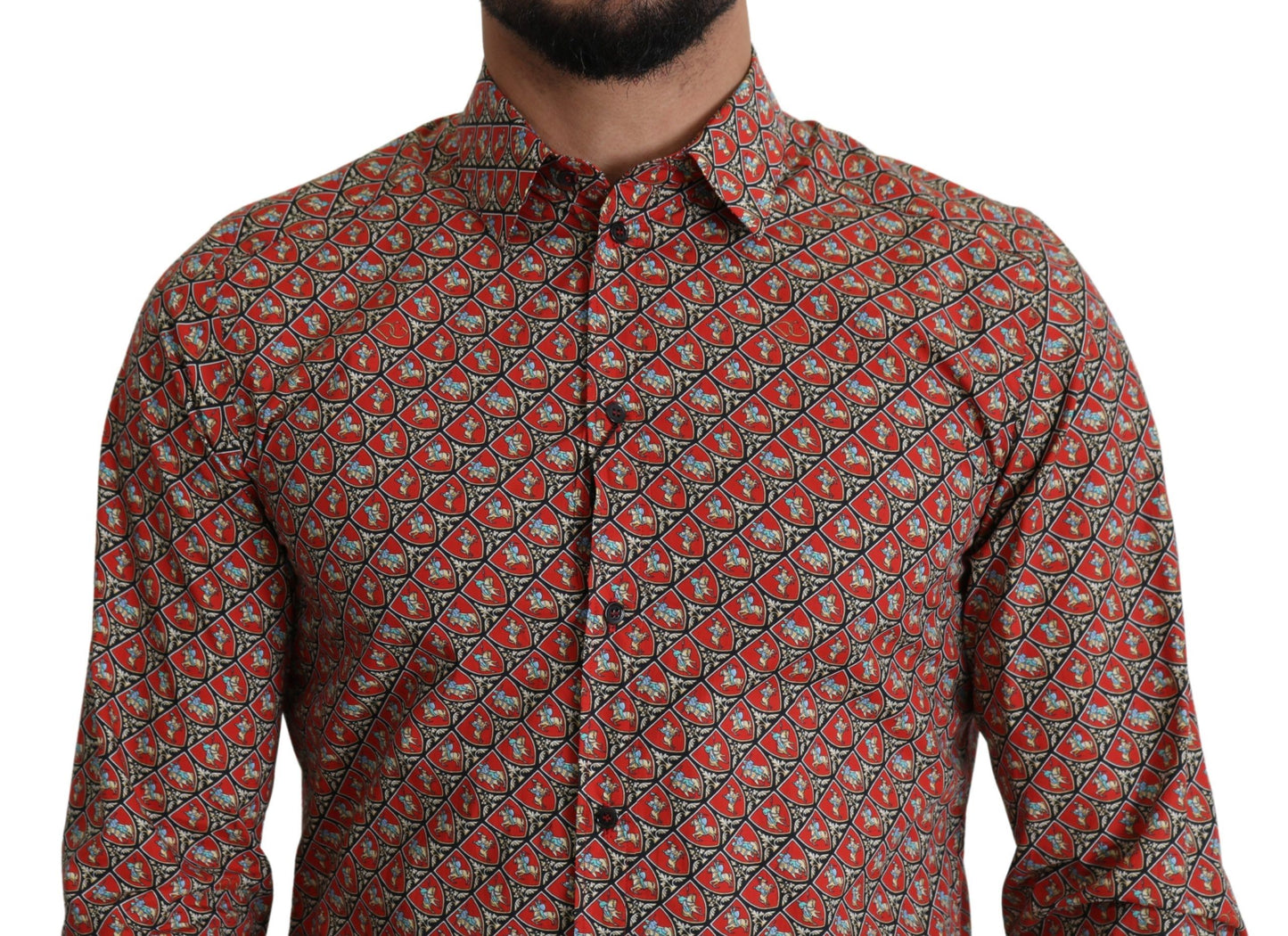 Dolce & Gabbana Camicia elegante in cotone rosso Martini Fit