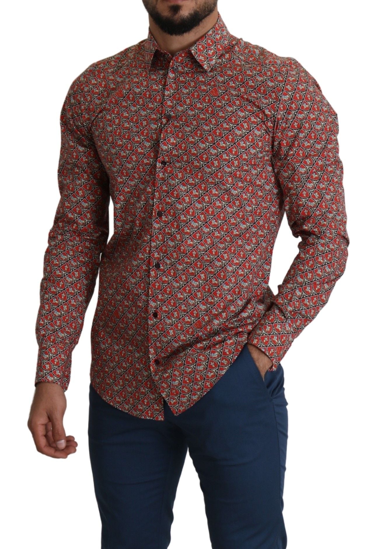 Dolce & Gabbana Camicia elegante in cotone rosso Martini Fit