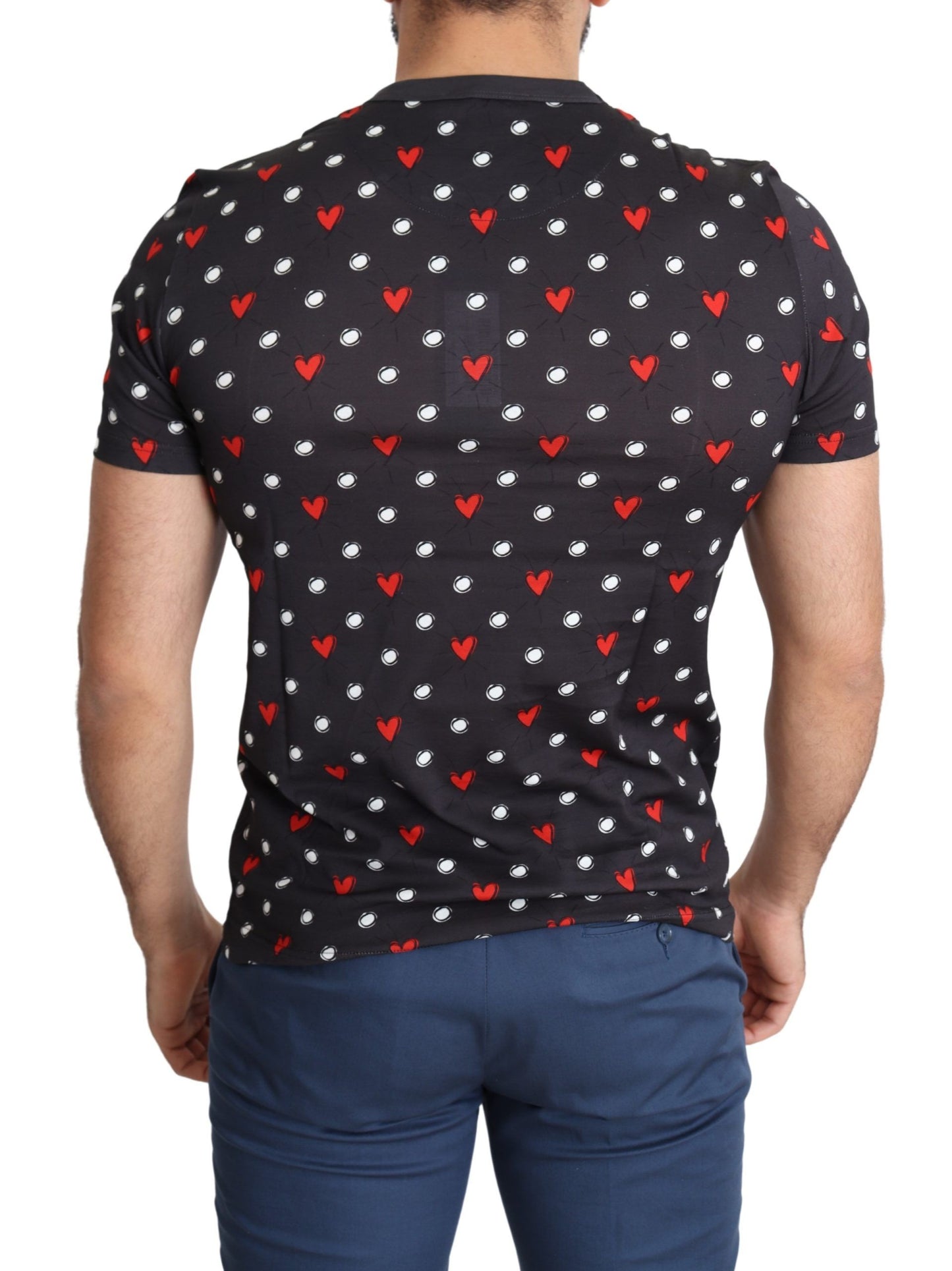 T-shirt Dolce & Gabbana Chic in cotone grigio con stampe di cuori