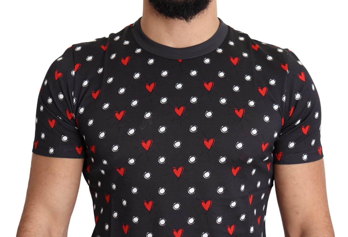 T-shirt Dolce & Gabbana Chic in cotone grigio con stampe di cuori