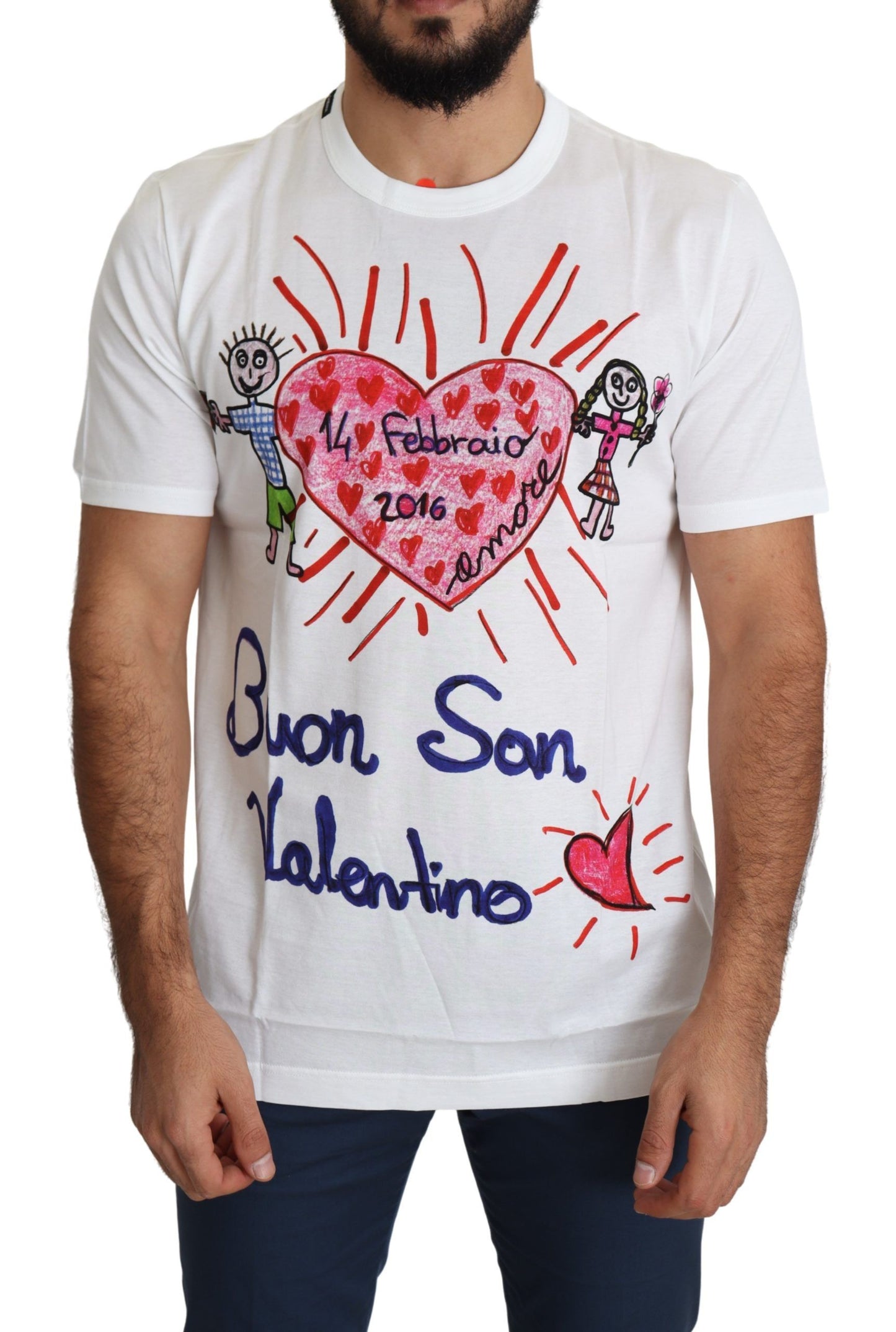 Dolce & Gabbana T-shirt girocollo con stampa romantici cuori