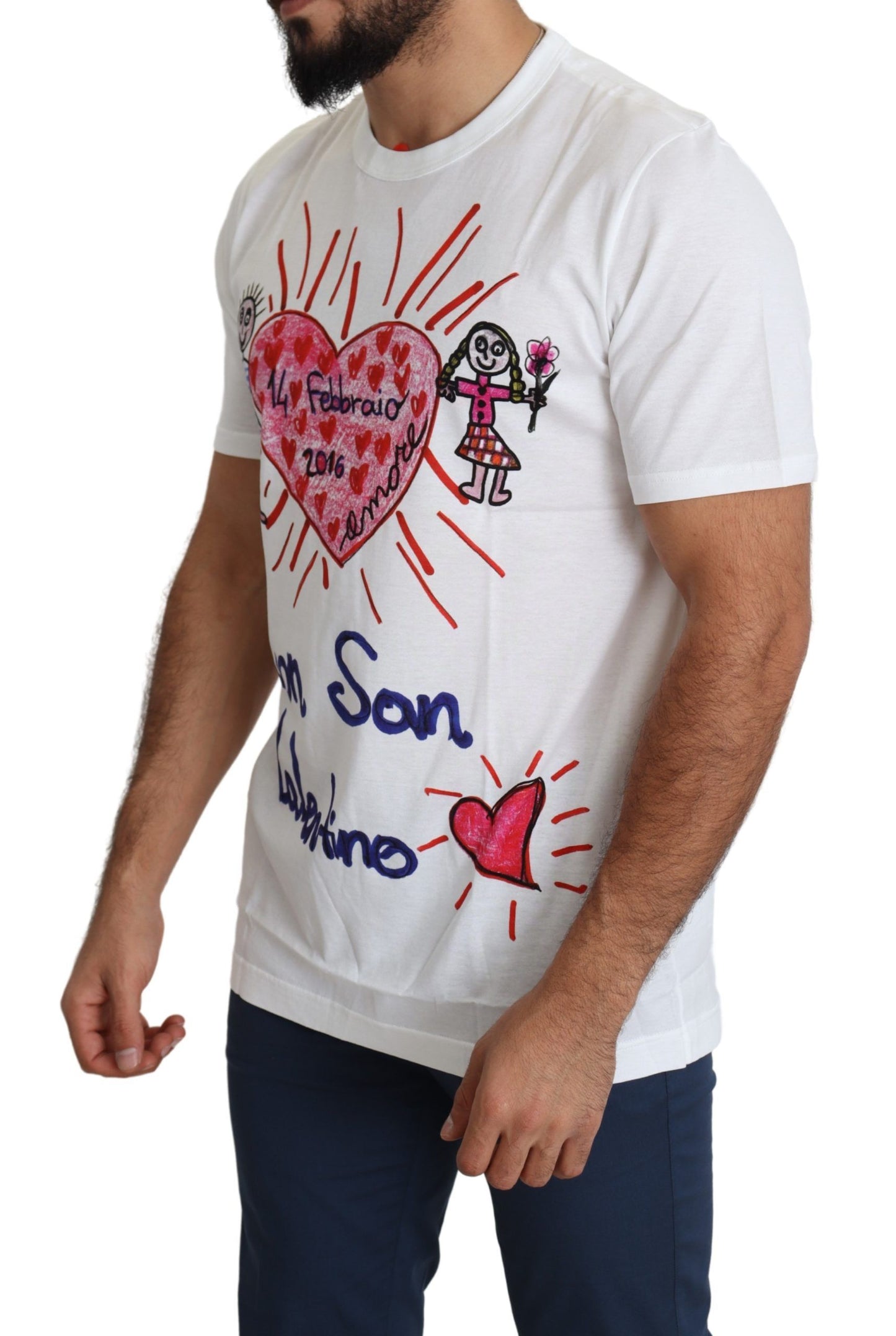 Dolce & Gabbana T-shirt girocollo con stampa romantici cuori