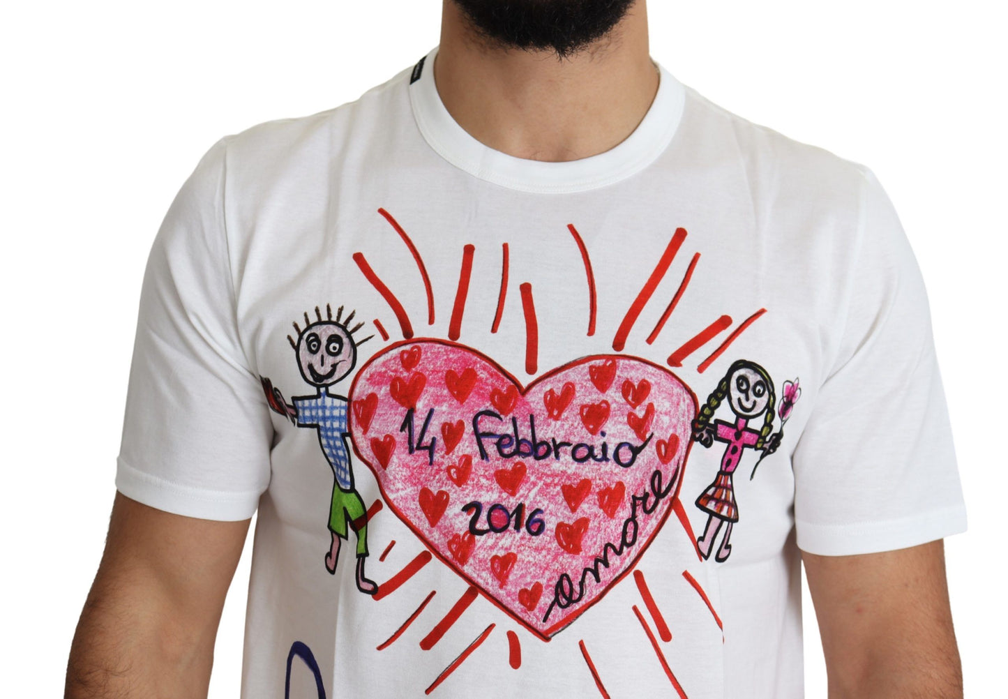 Dolce & Gabbana T-shirt girocollo con stampa romantici cuori