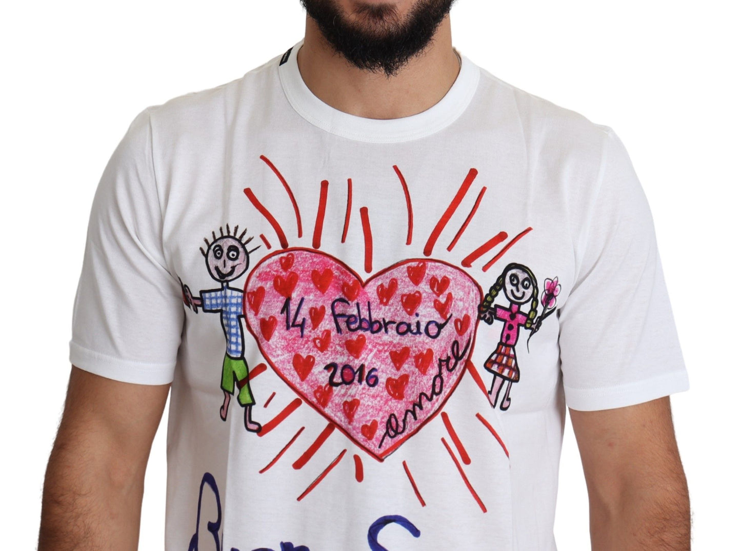 Dolce & Gabbana T-shirt girocollo con stampa romantici cuori
