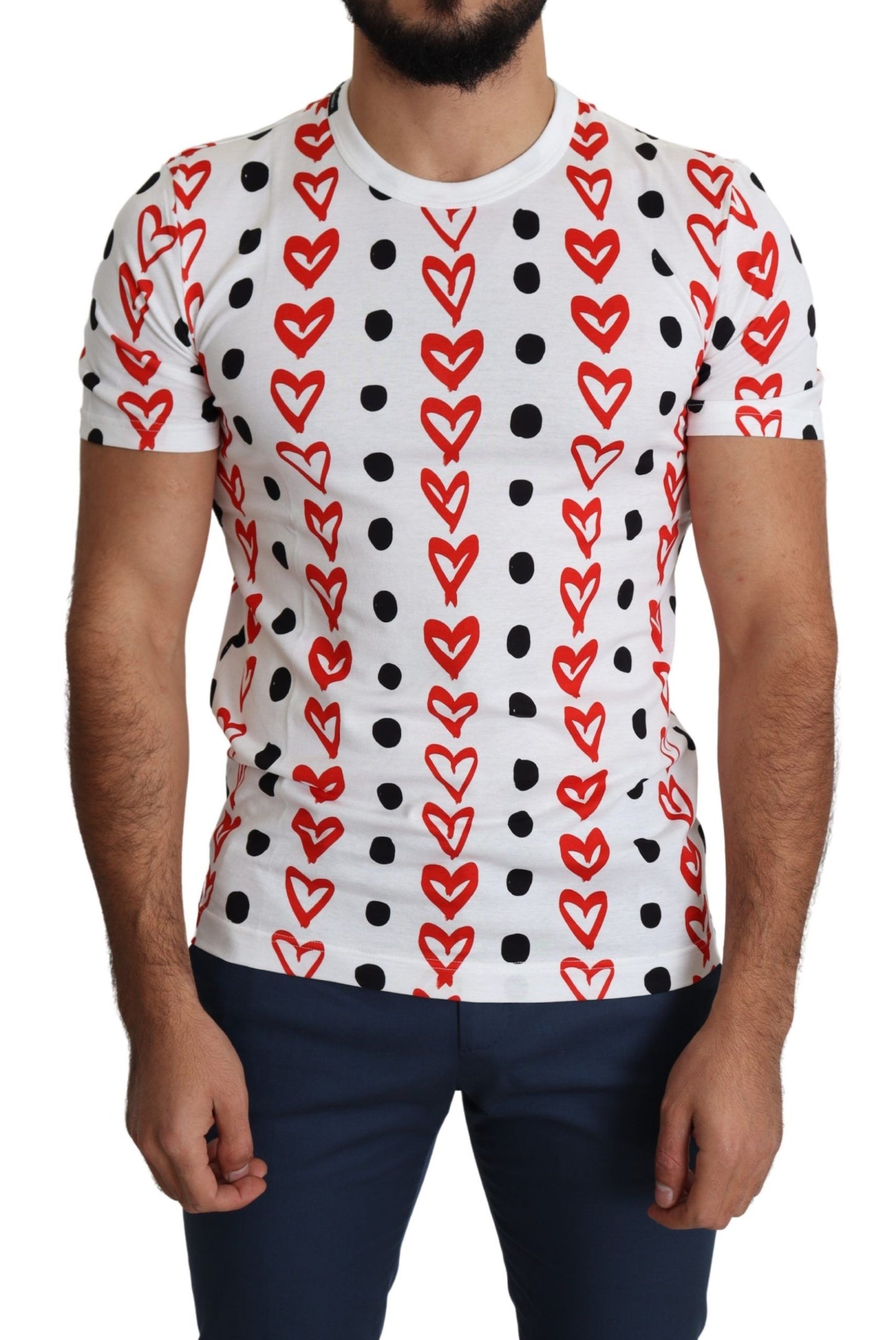 Dolce & Gabbana T-shirt chic in cotone bianco con stampa di cuori
