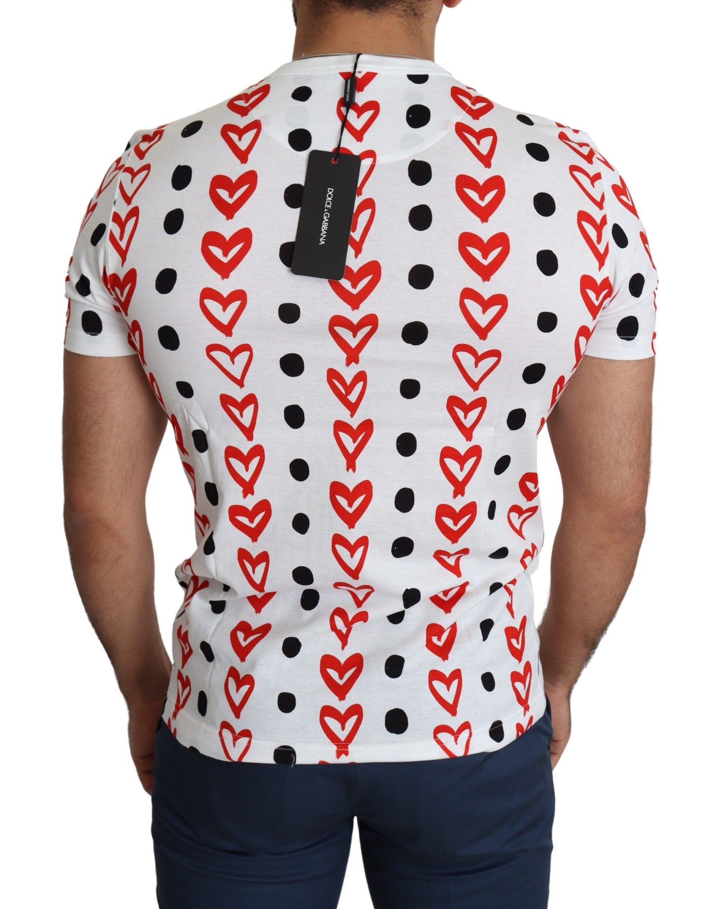 Dolce & Gabbana T-shirt chic in cotone bianco con stampa di cuori