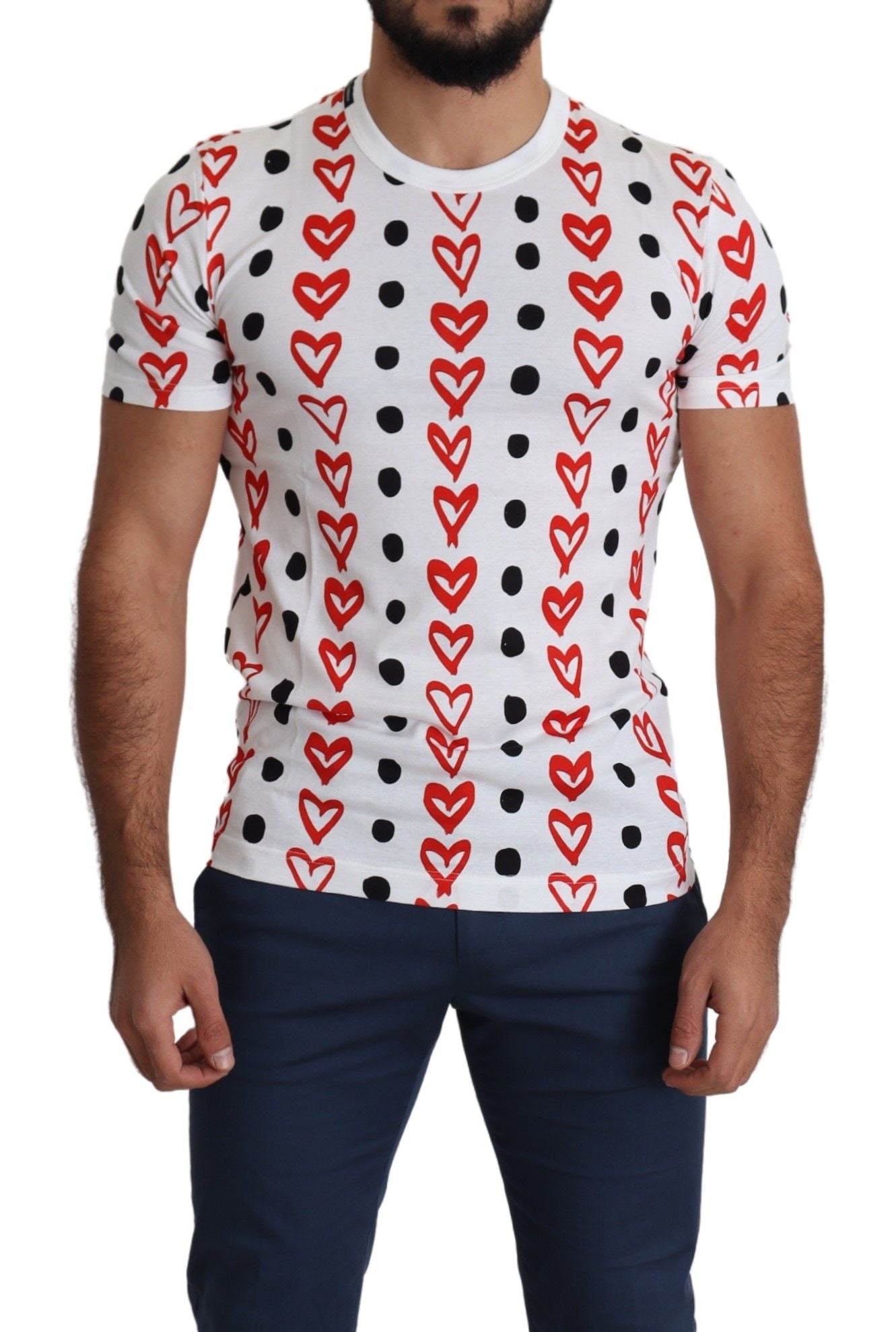 Dolce & Gabbana T-shirt chic in cotone bianco con stampa di cuori