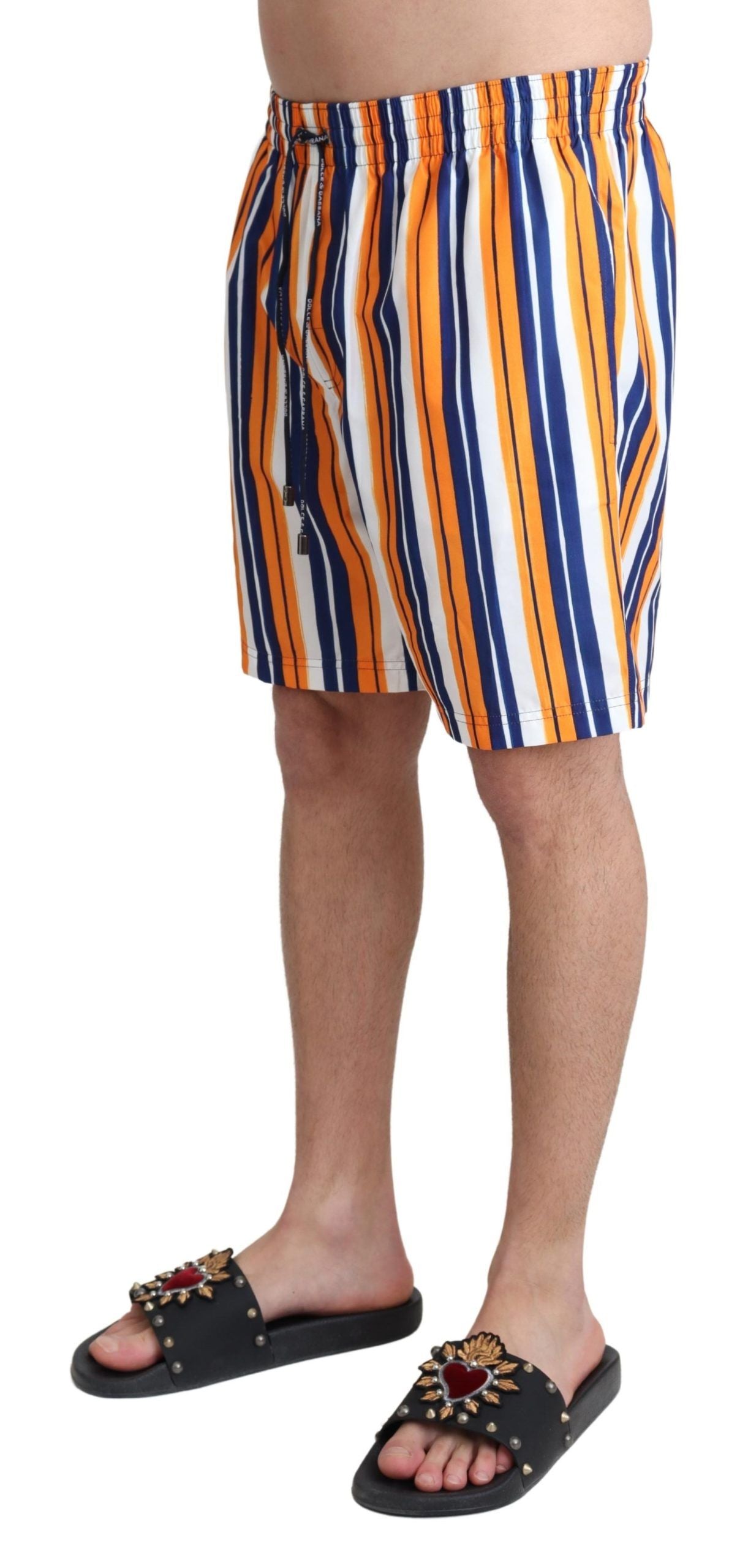 Costume da bagno corto a righe multicolor Dolce & Gabbana