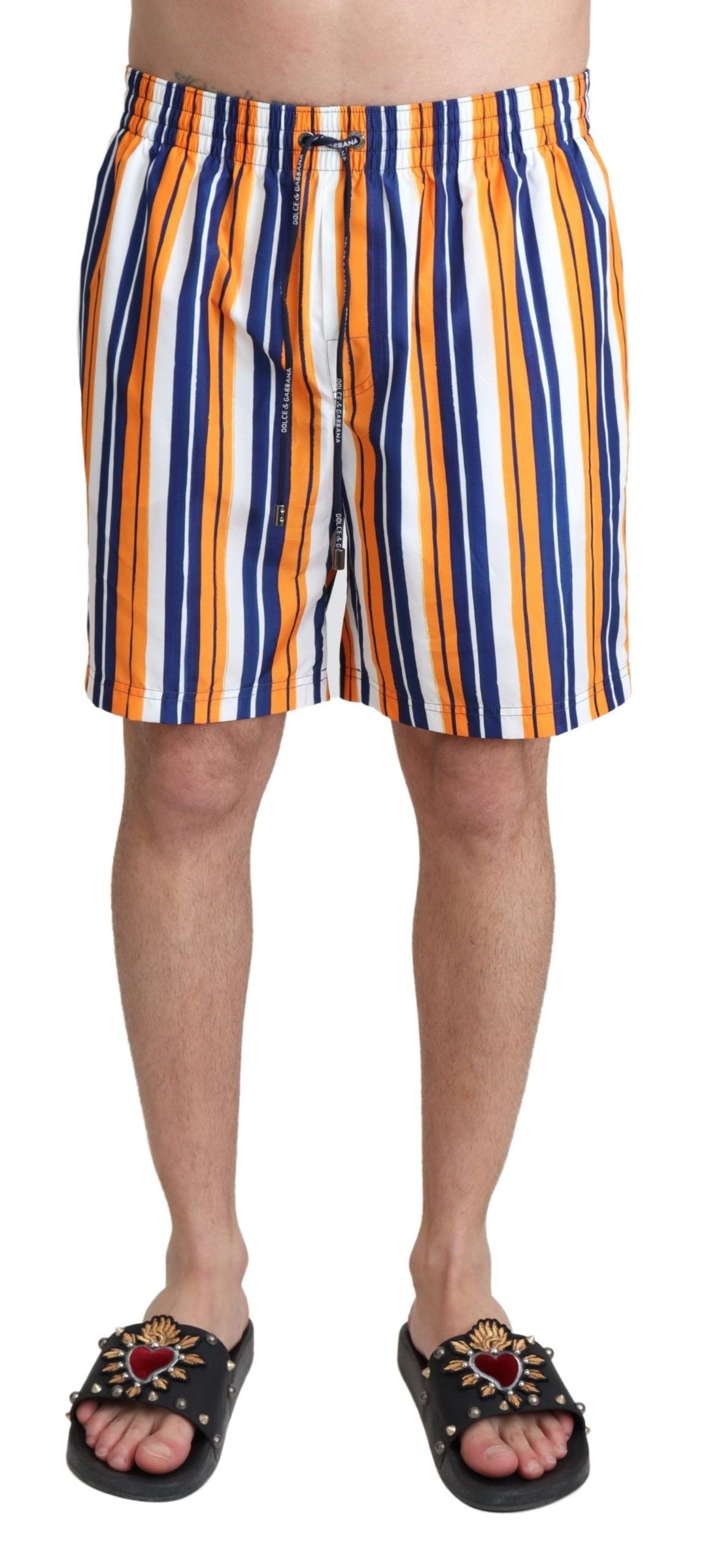 Costume da bagno corto a righe multicolor Dolce & Gabbana