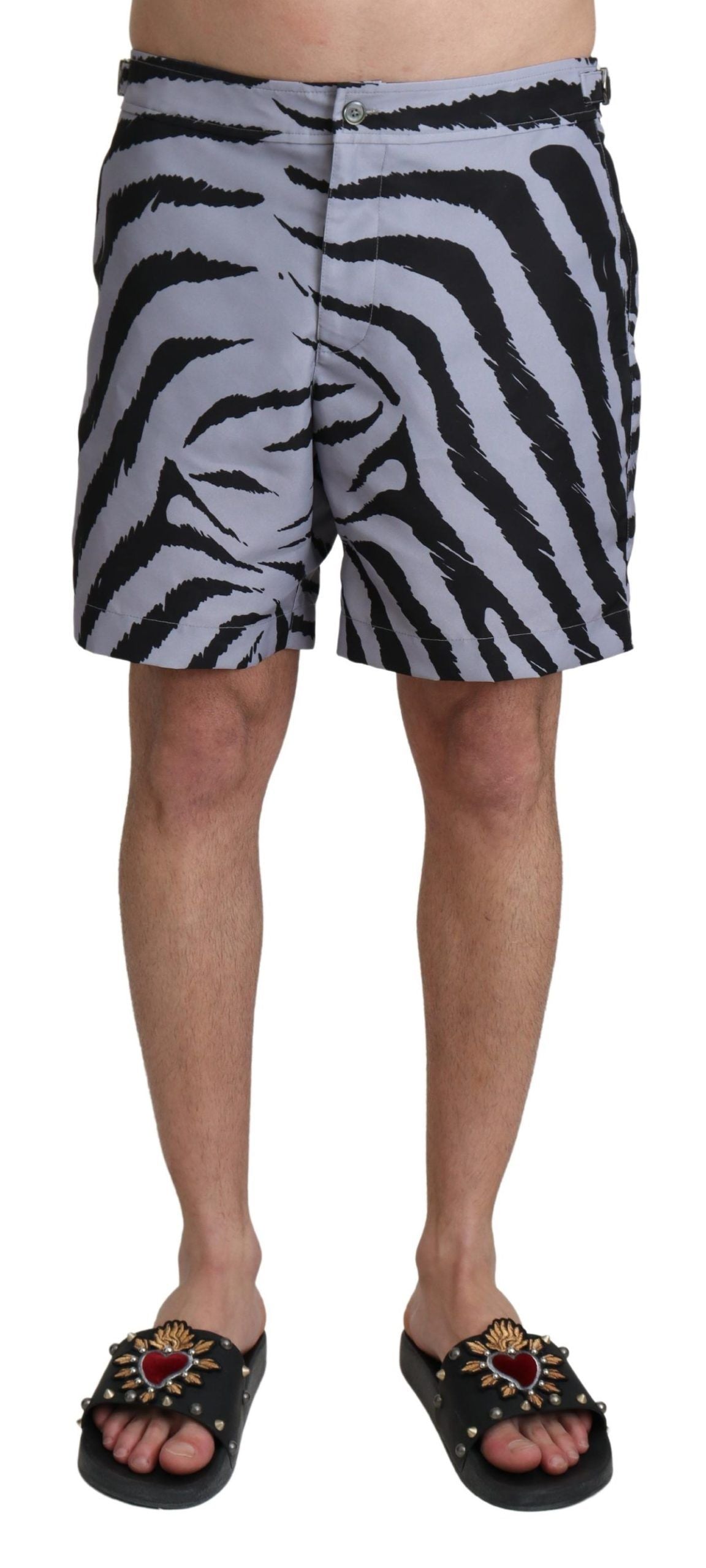 Costume da bagno elegante con stampa zebrata grigia di Dolce & Gabbana