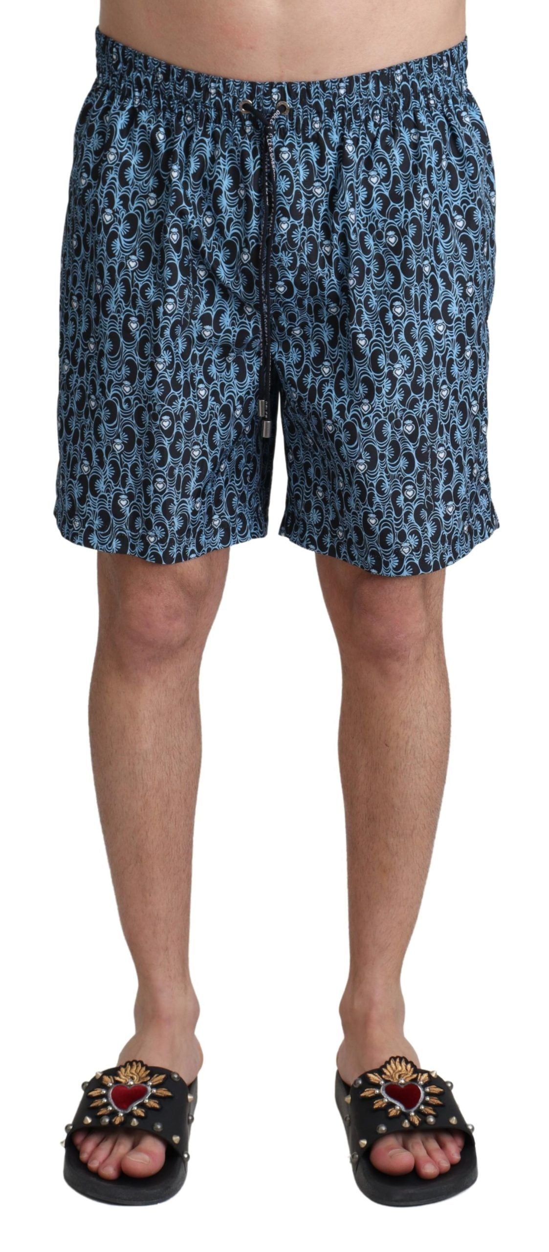 Costume da bagno con coulisse blu chic Dolce & Gabbana