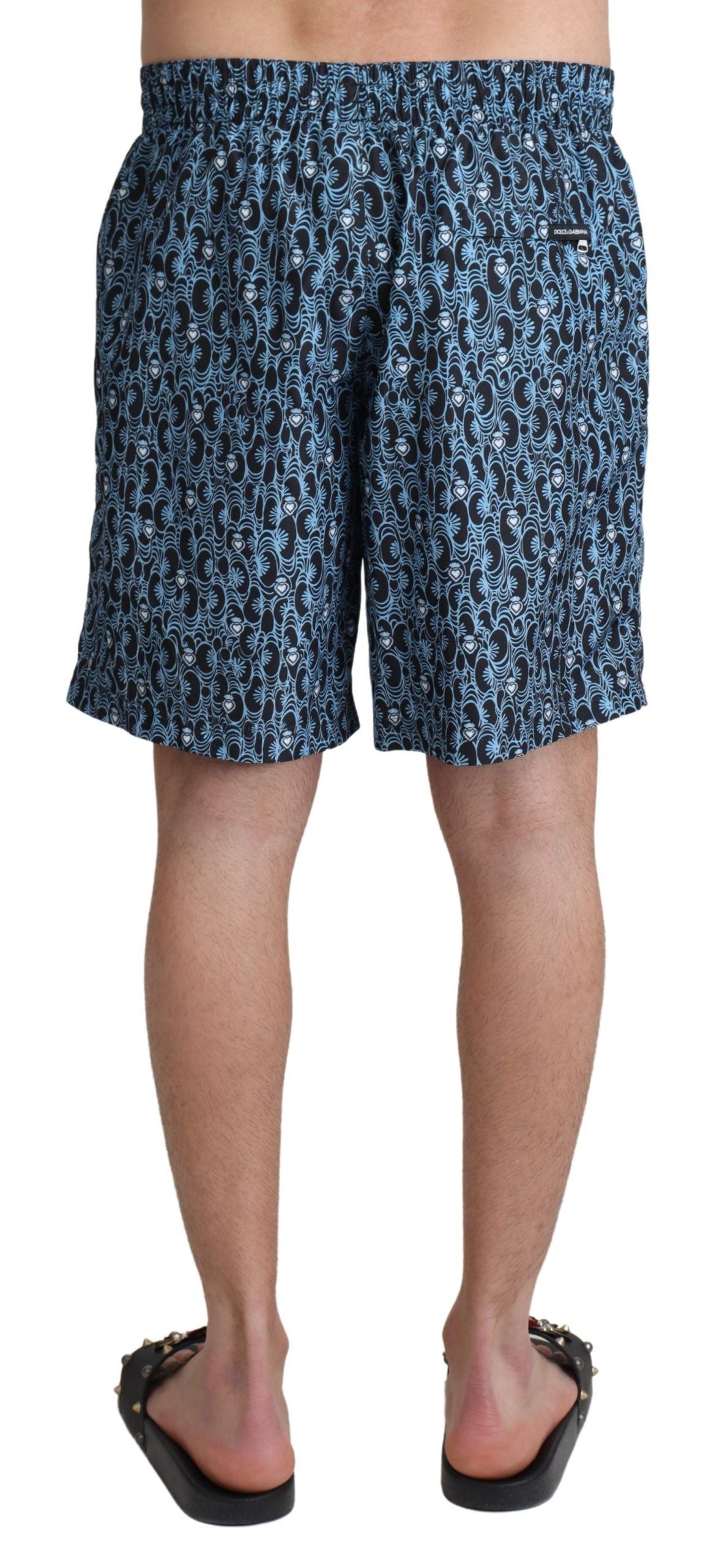 Costume da bagno con coulisse blu chic Dolce & Gabbana