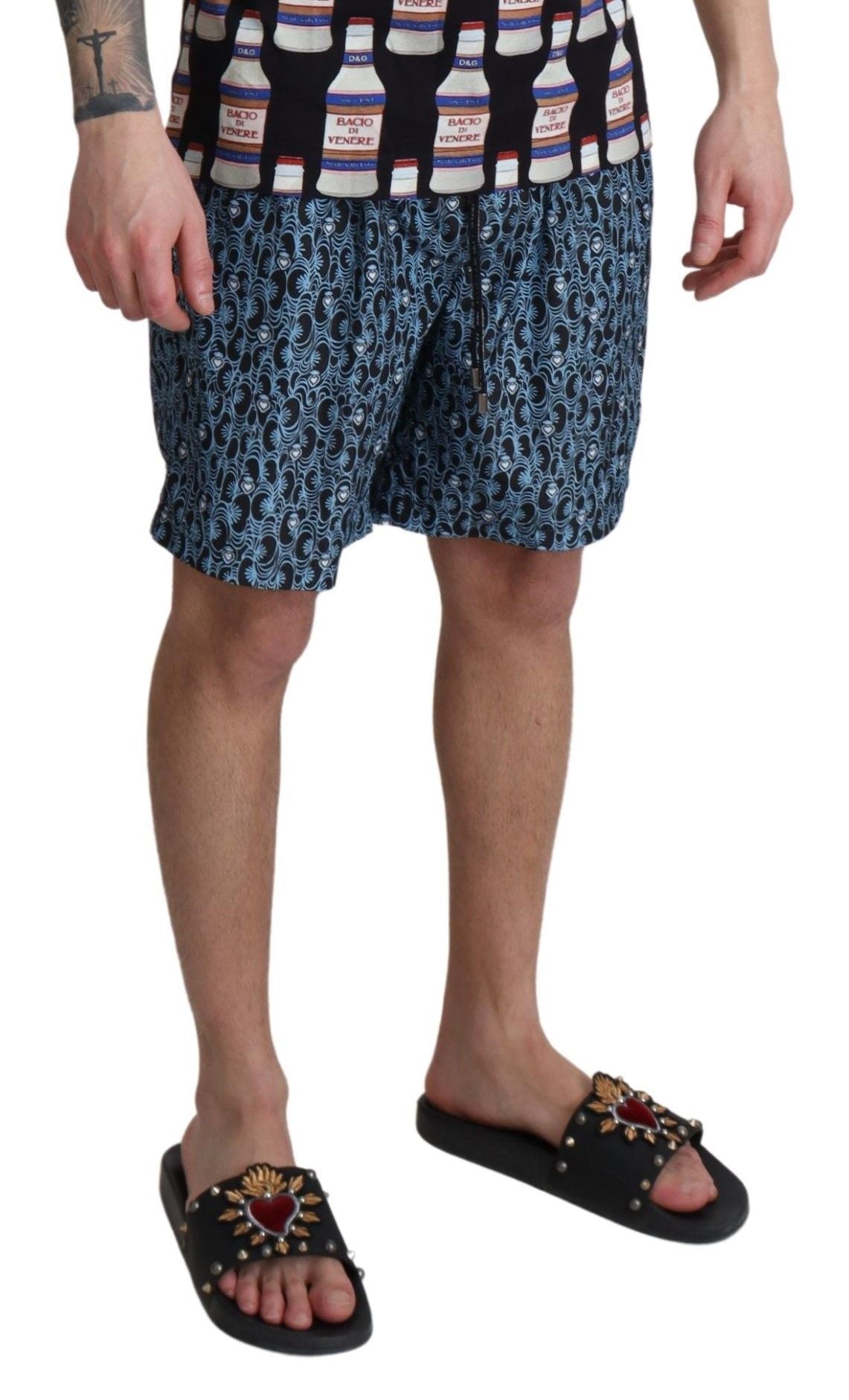 Costume da bagno con coulisse blu chic Dolce & Gabbana