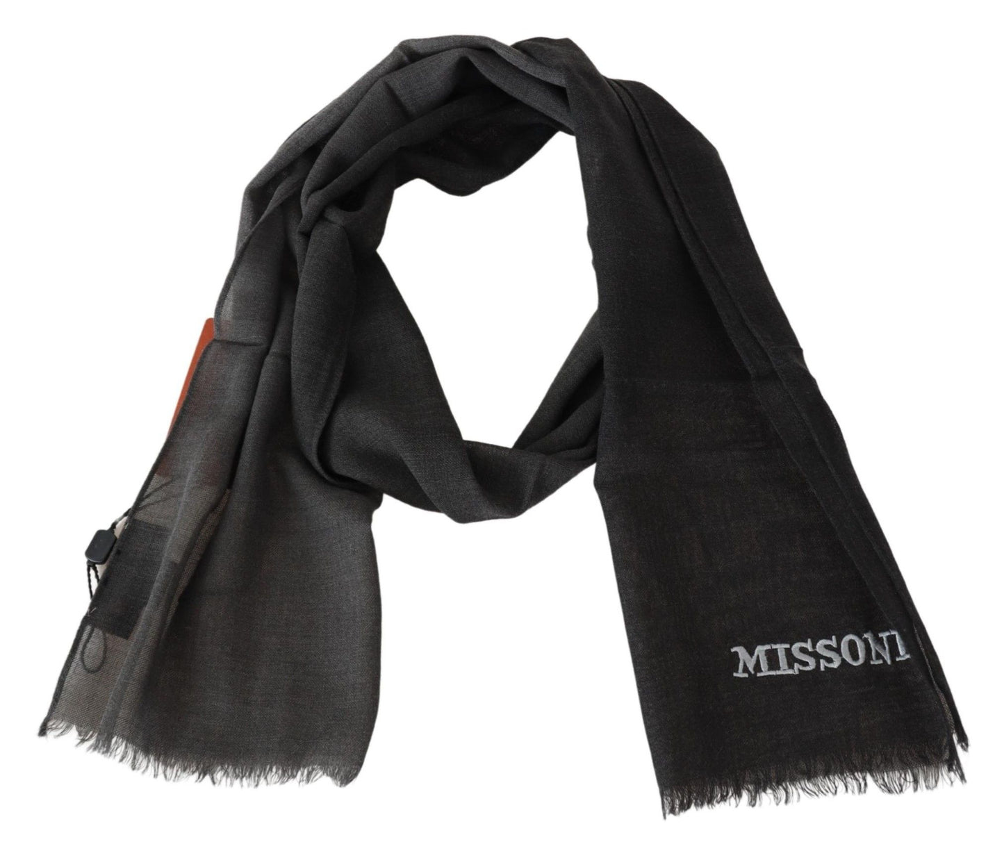 Missoni Sciarpa Elegante in Lana Nera con Logo Ricamato