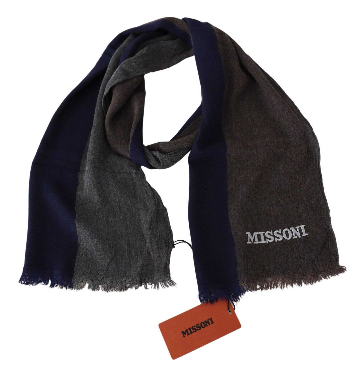 Элегантный разноцветный шерстяной шарф Missoni с фирменной вышивкой