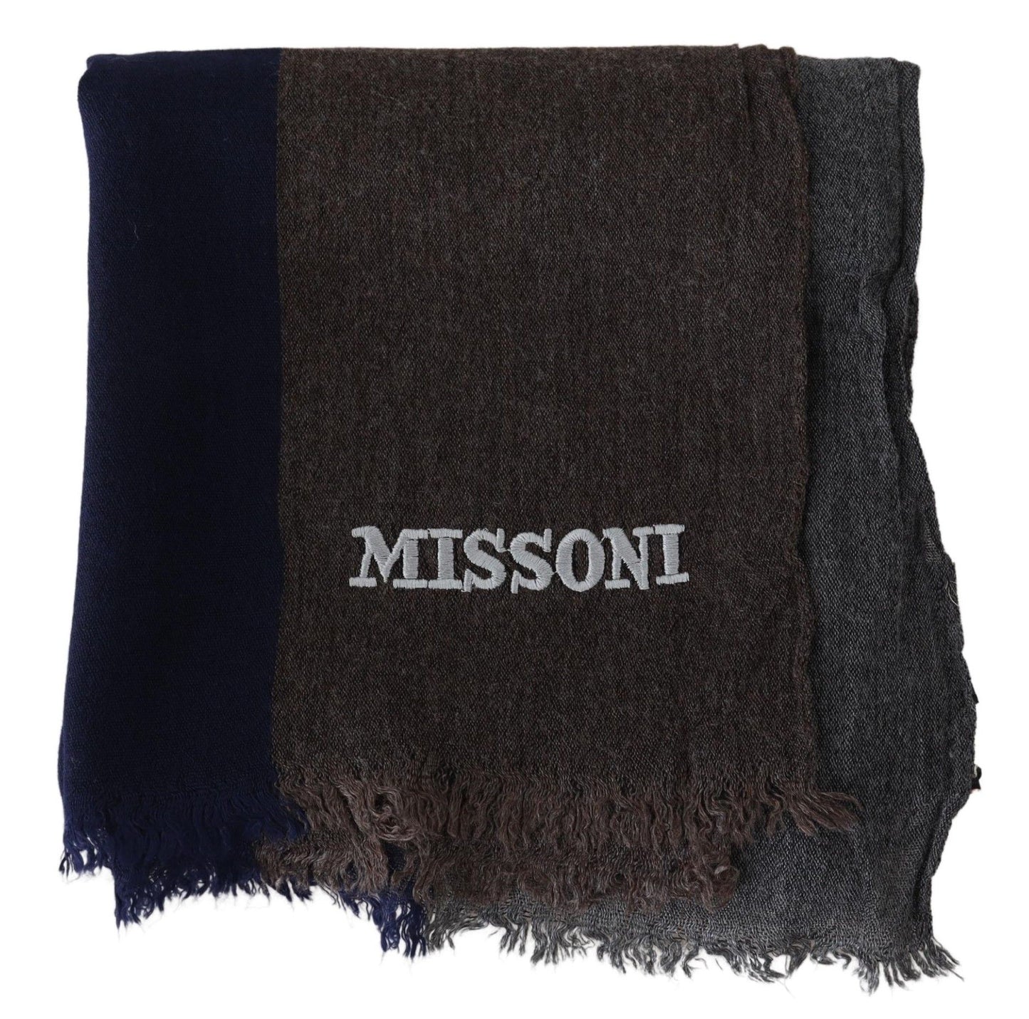 Элегантный разноцветный шерстяной шарф Missoni с фирменной вышивкой