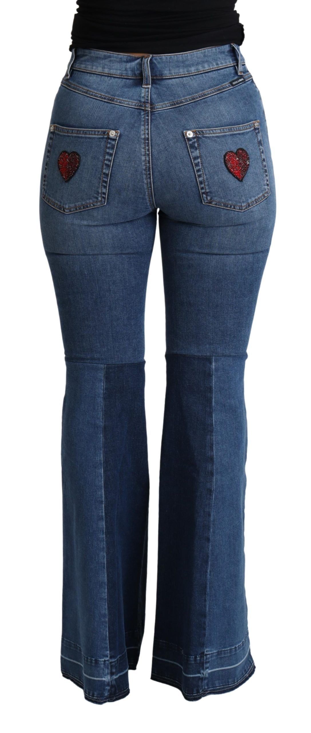 Dolce & Gabbana Jeans eleganti in denim dal taglio a stivale con toppa Amore
