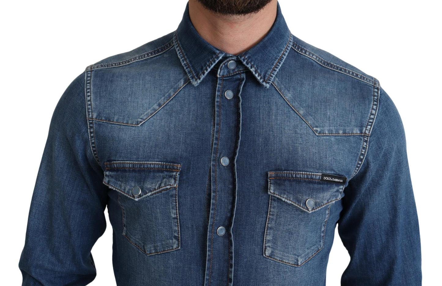Dolce & Gabbana Camicia casual a maniche lunghe in denim elegante