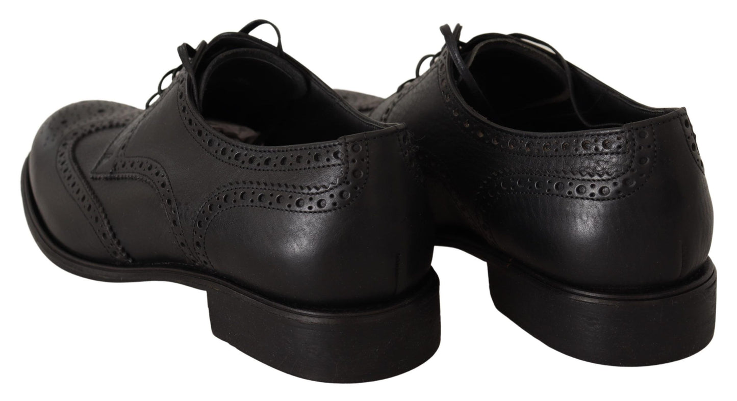 Dolce & Gabbana eleganti scarpe derby con punta alari in pelle nera