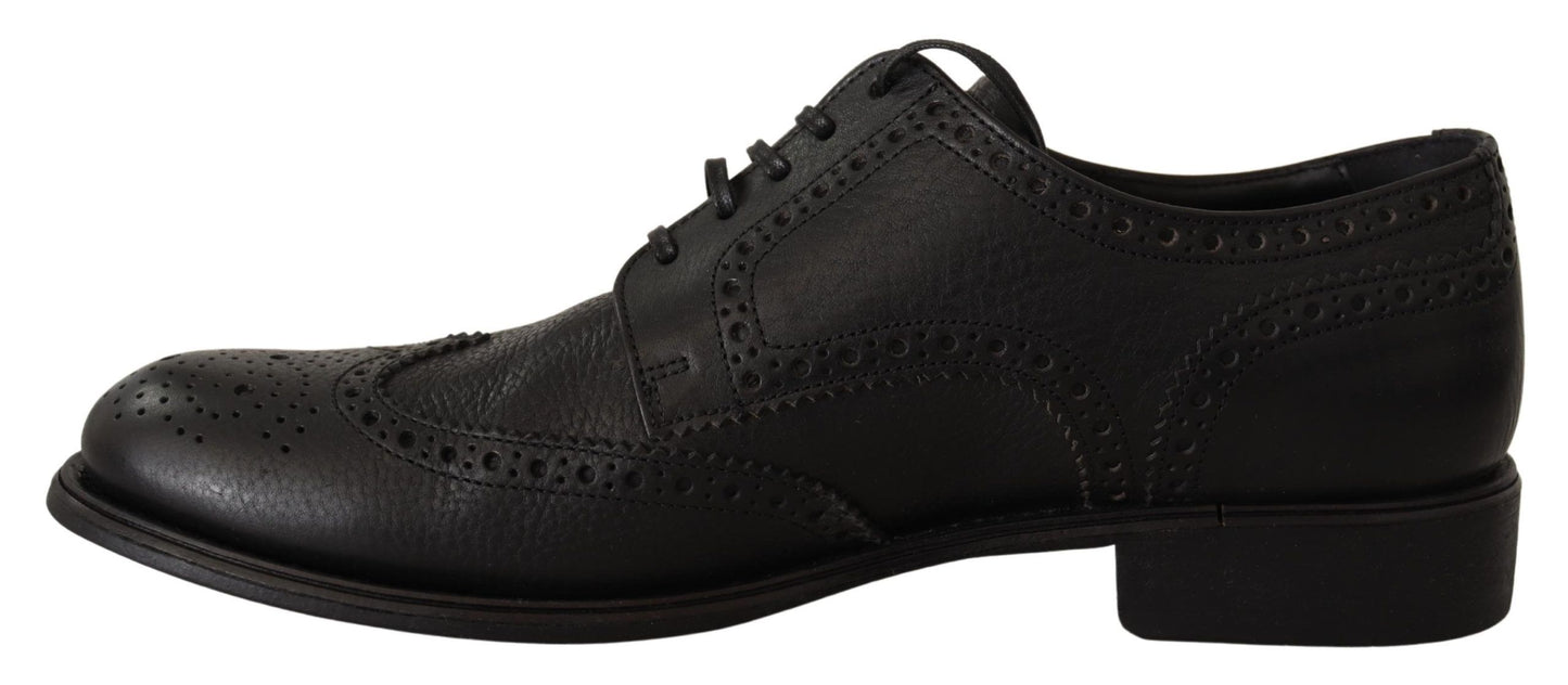 Dolce & Gabbana eleganti scarpe derby con punta alari in pelle nera