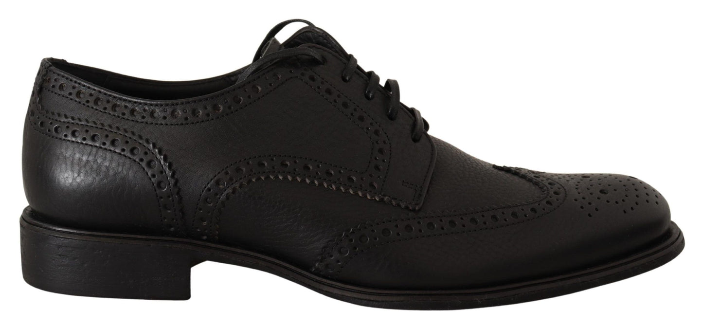 Dolce & Gabbana eleganti scarpe derby con punta alari in pelle nera