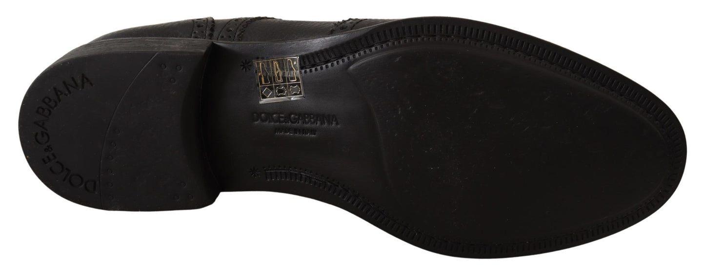 Dolce & Gabbana eleganti scarpe derby con punta alari in pelle nera