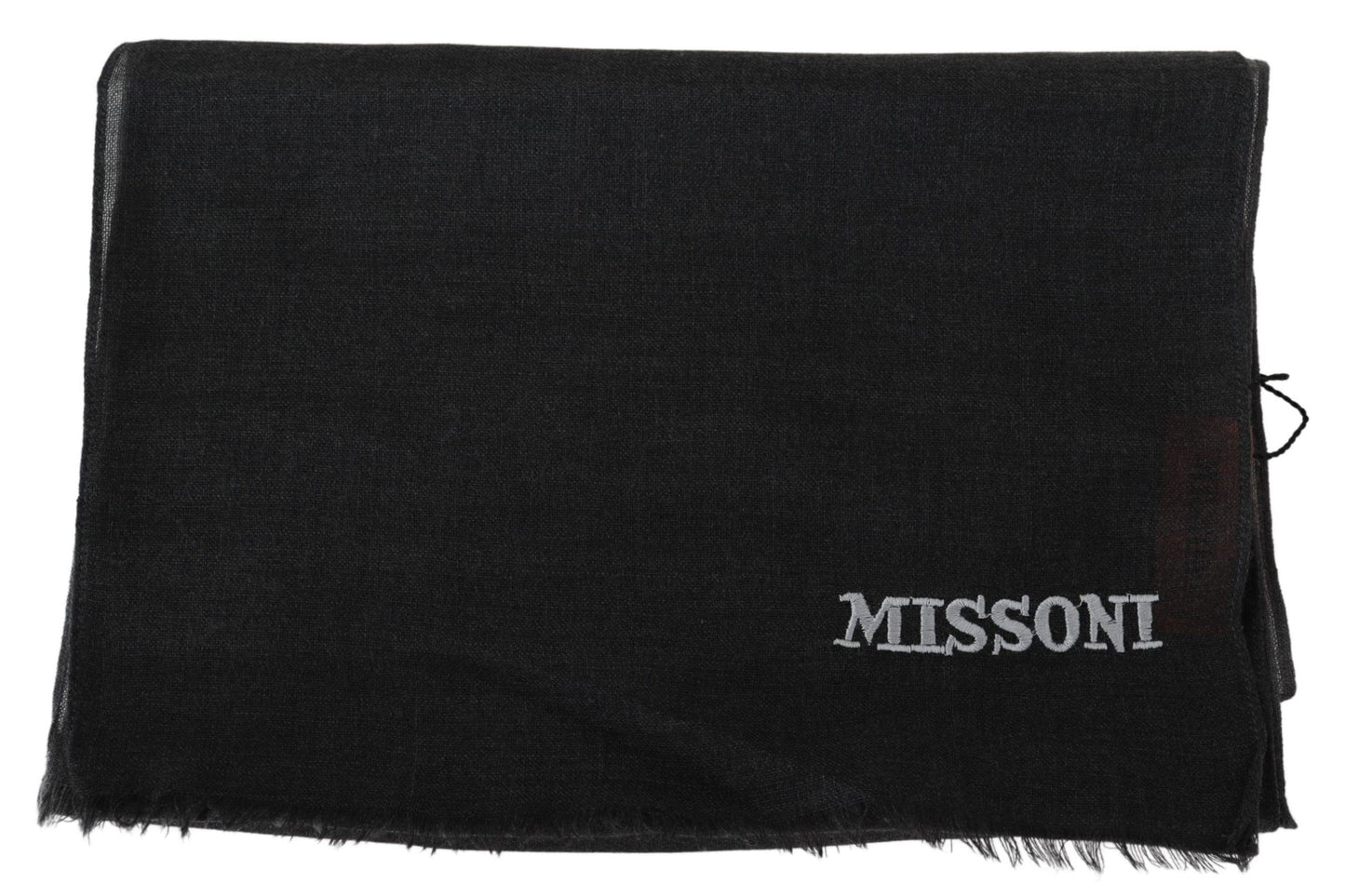 Элегантный черный шерстяной шарф Missoni с бахромой
