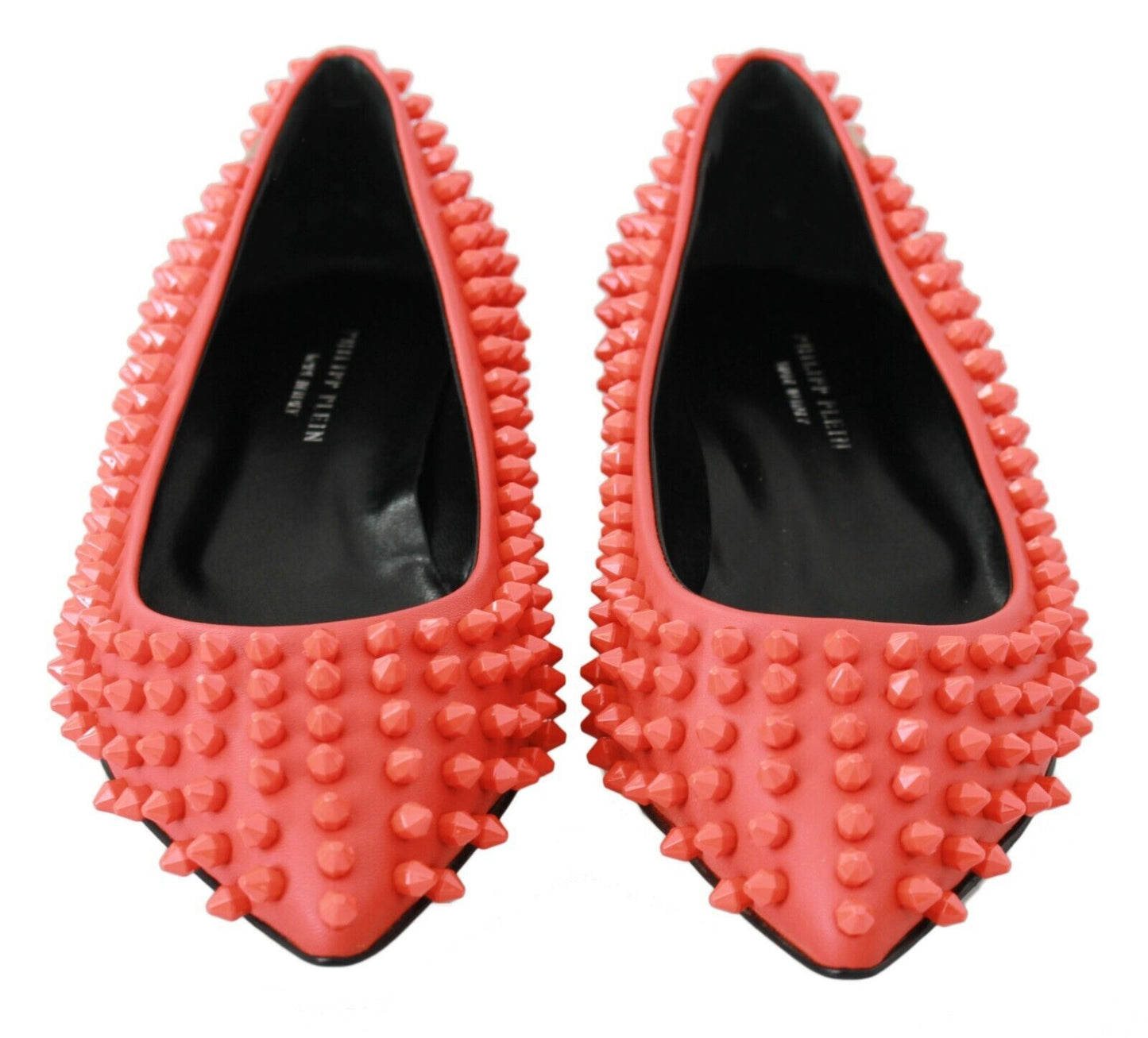 Philipp Plein Ballerine in pelle a punta arancione vibrante