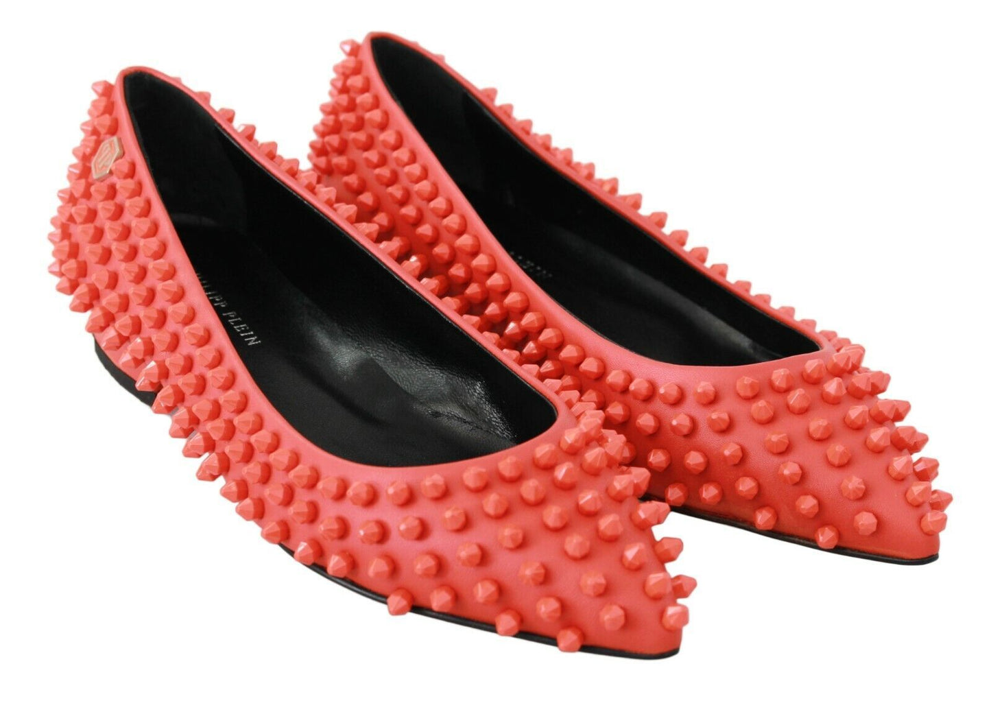 Philipp Plein Ballerine in pelle a punta arancione vibrante