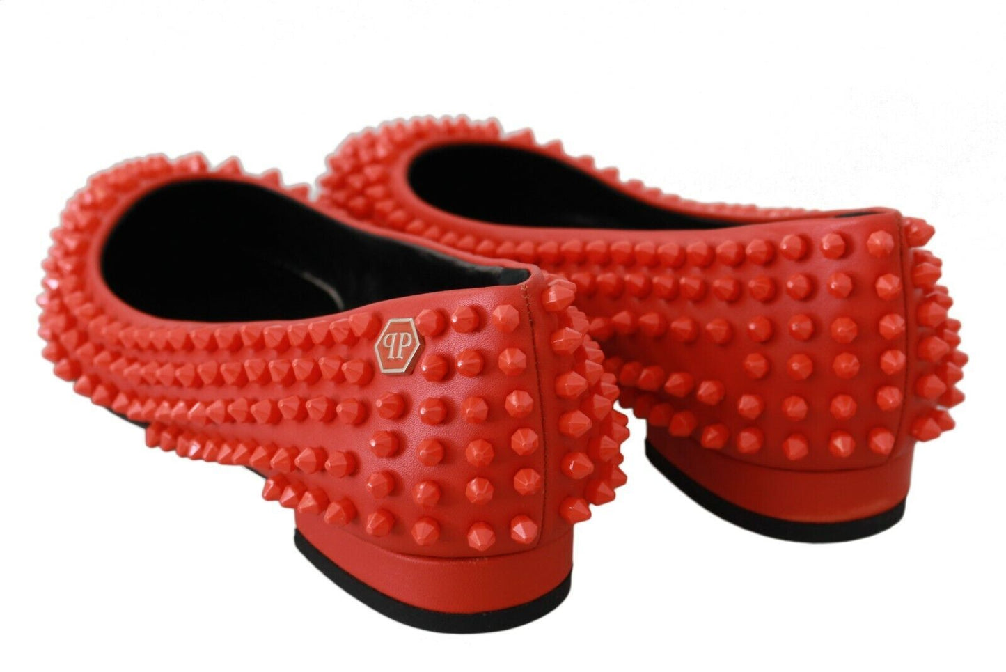 Philipp Plein Ballerine in pelle a punta arancione vibrante