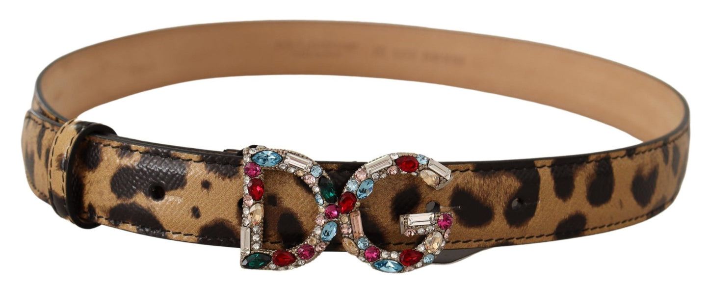 Dolce & Gabbana Elegante cintura leopardata impreziosita da cristalli