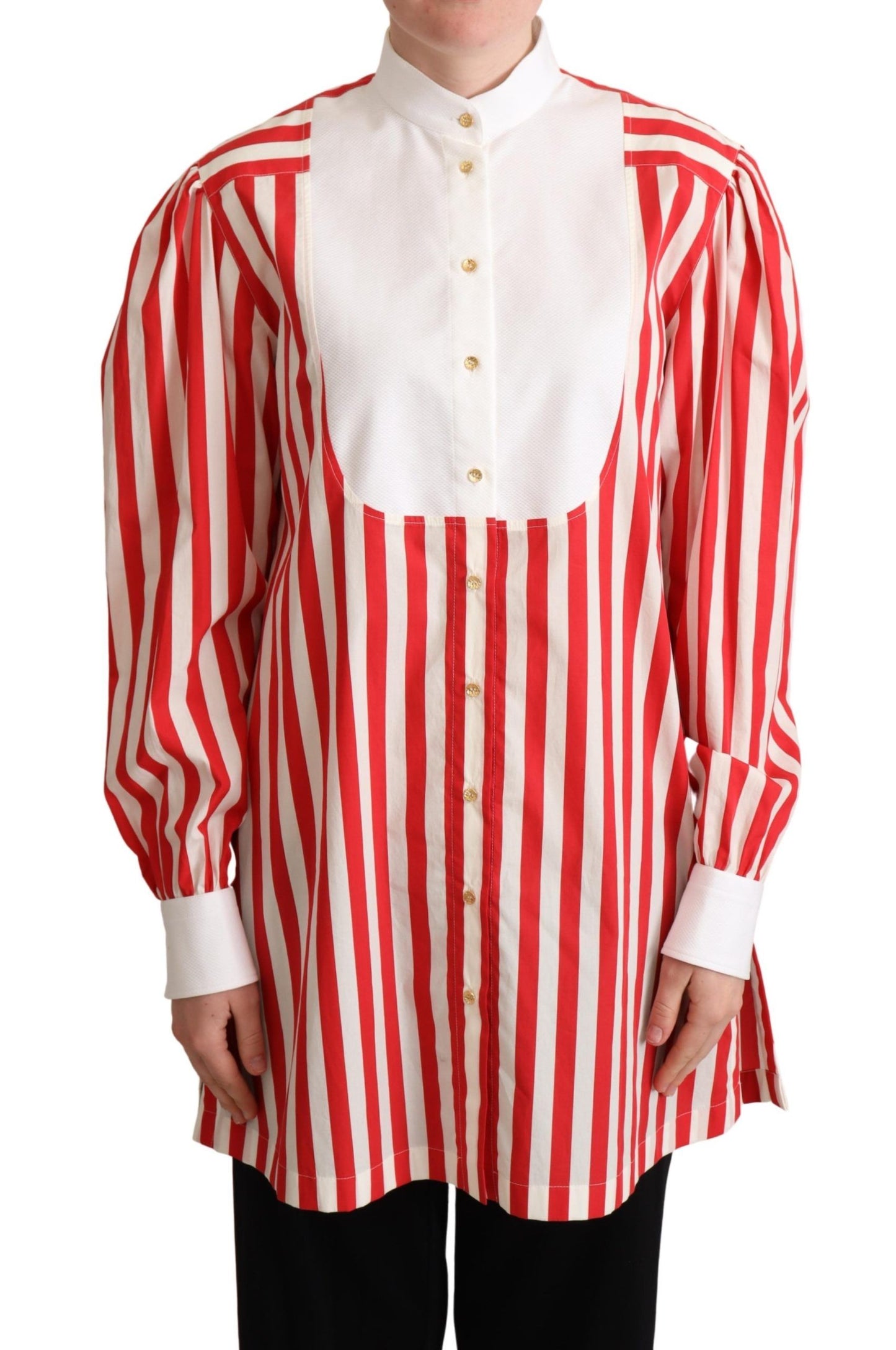 Dolce & Gabbana Polo elegante in cotone a righe rosse e bianche