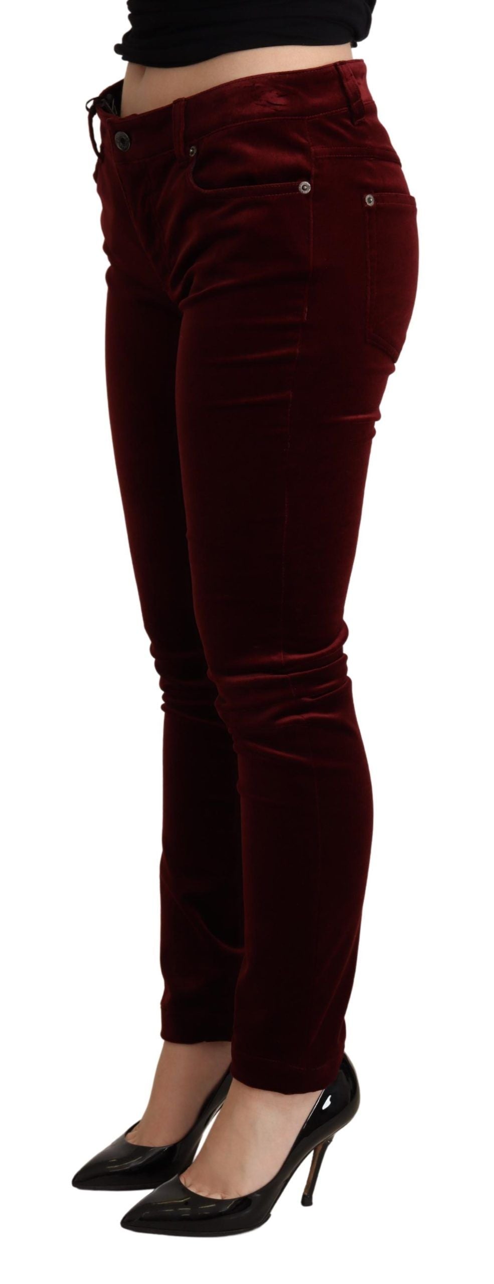 Dolce & Gabbana squisiti pantaloni skinny rossi bordeaux