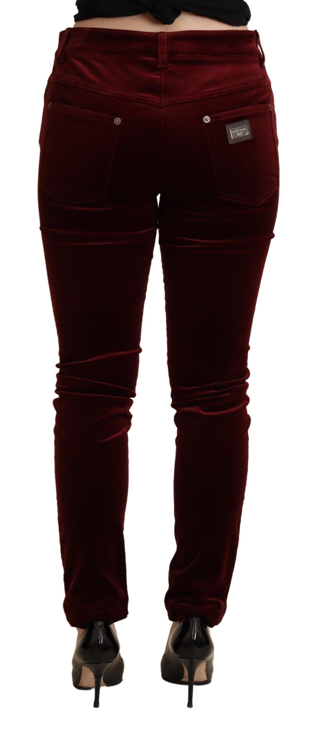 Dolce & Gabbana squisiti pantaloni skinny rossi bordeaux