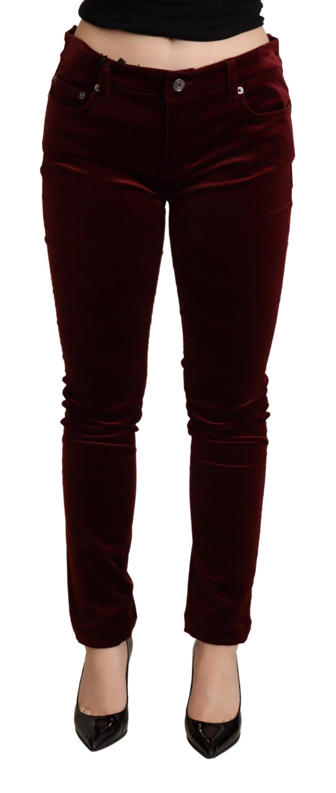 Dolce & Gabbana squisiti pantaloni skinny rossi bordeaux