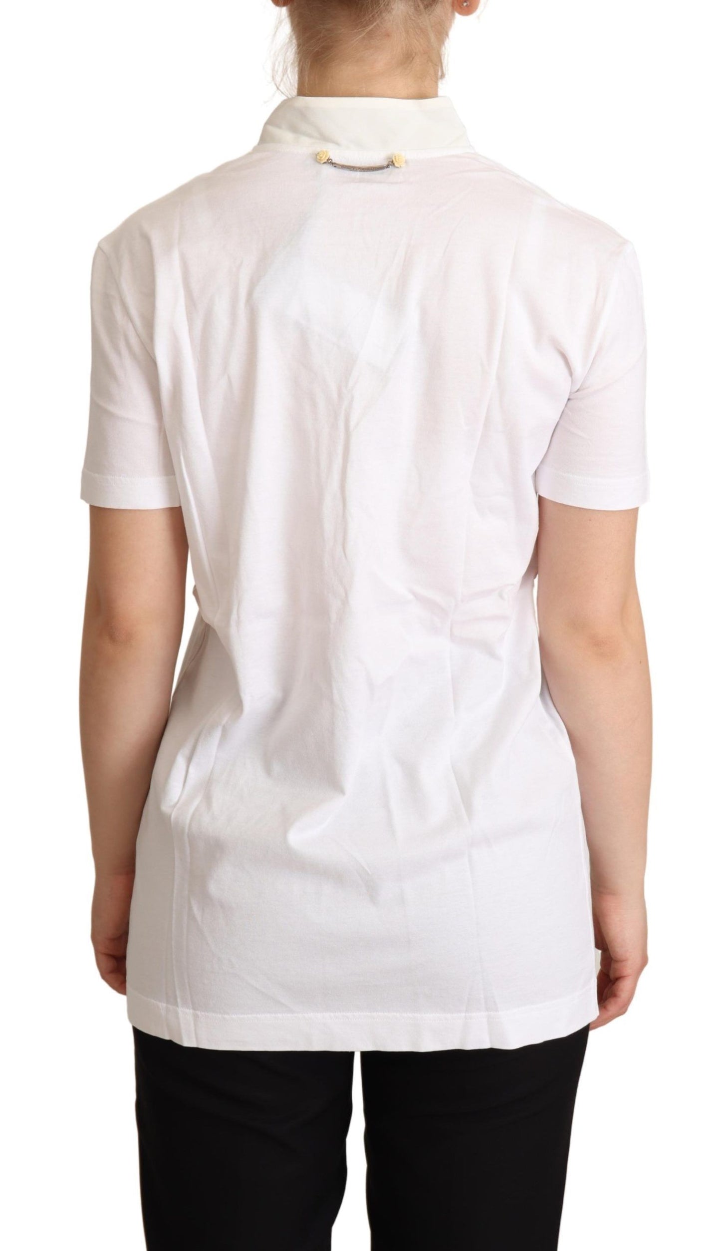 Dolce & Gabbana T-shirt in misto seta bianca con motivo chic Love