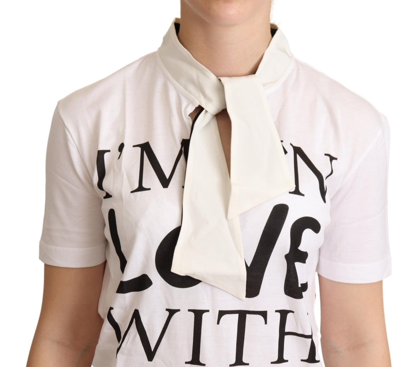 Dolce & Gabbana T-shirt in misto seta bianca con motivo chic Love